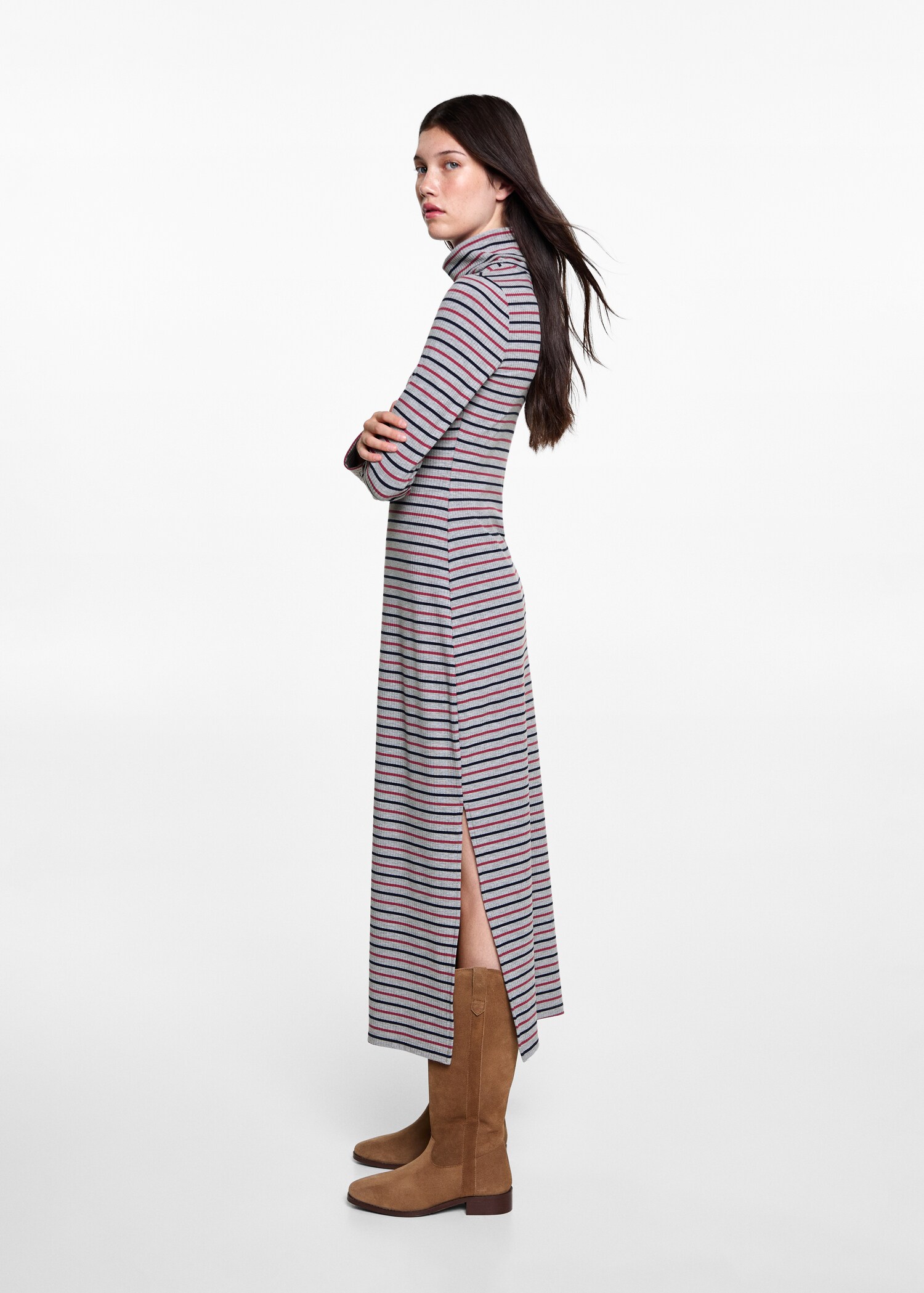 Striped turtleneck dress - Medium plane