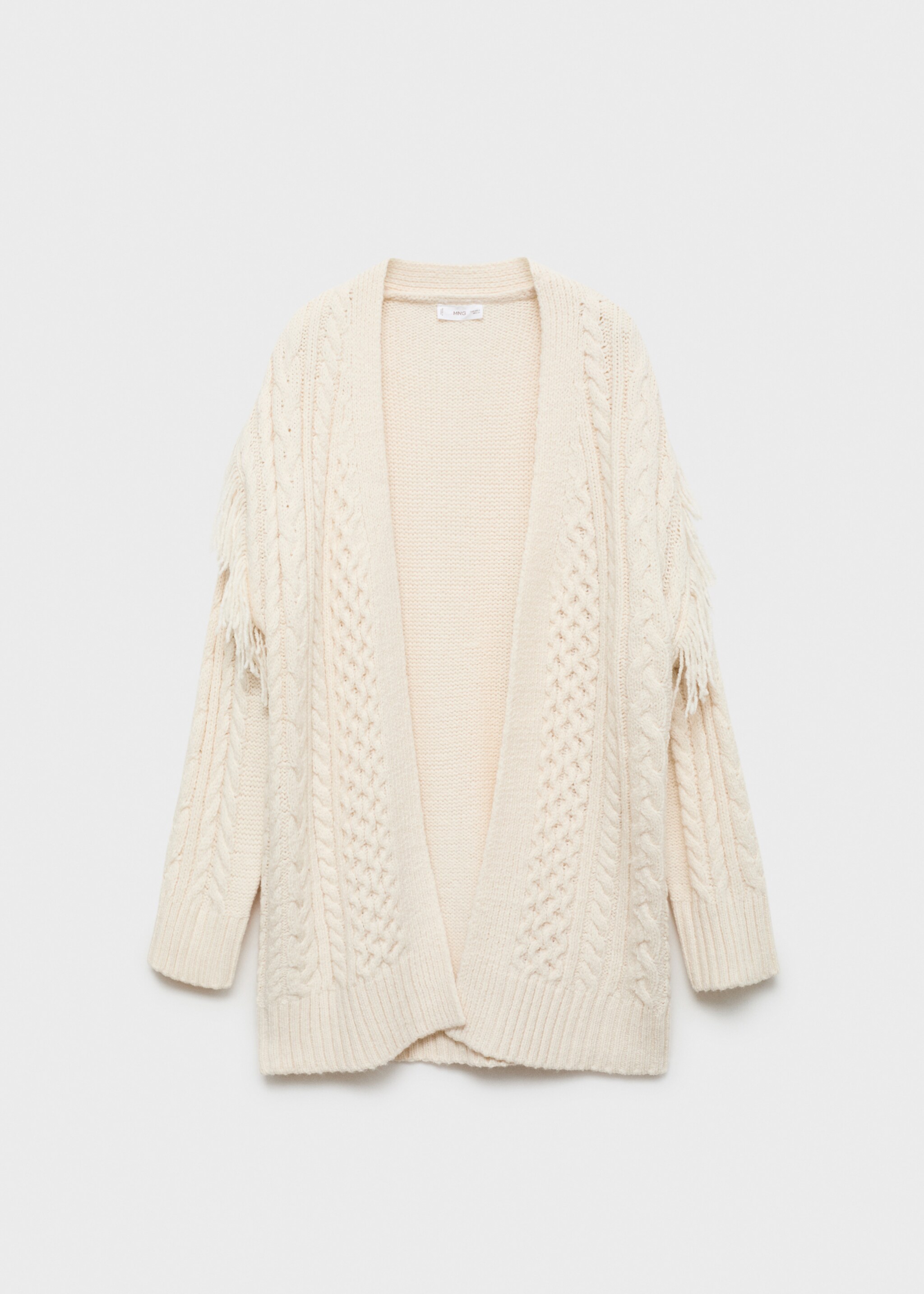 Cárdigan punto trenzado flecos - Artículo sin modelo, Crudo. Ref: 77046746-00.