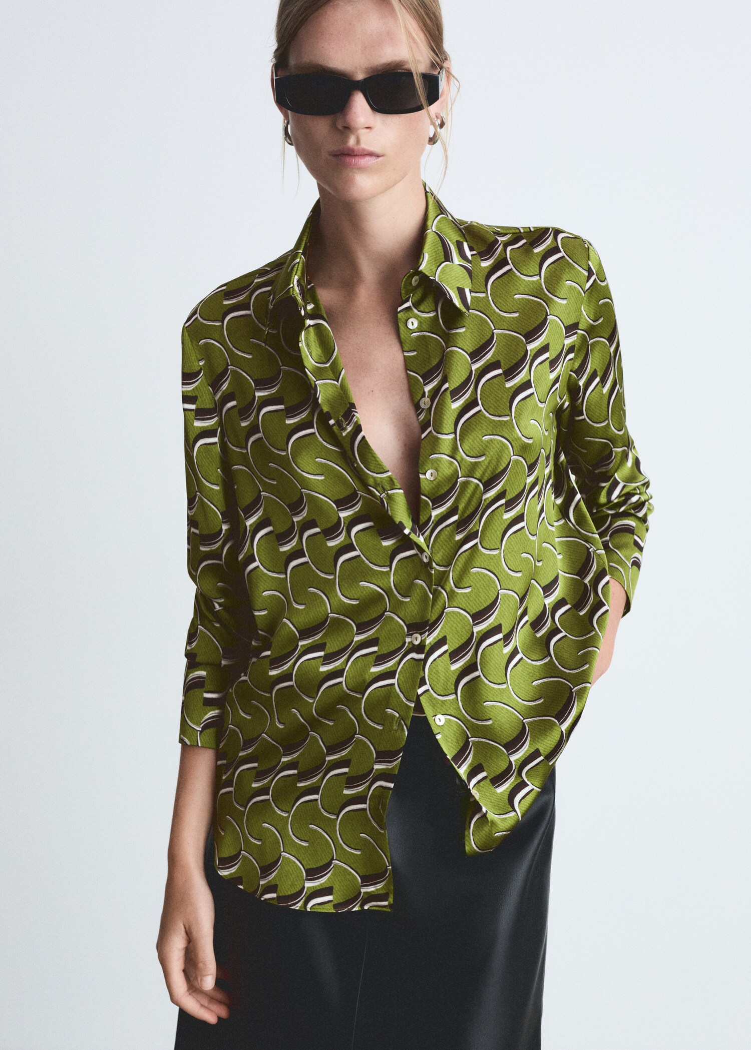 Satin print shirt - Medium plane