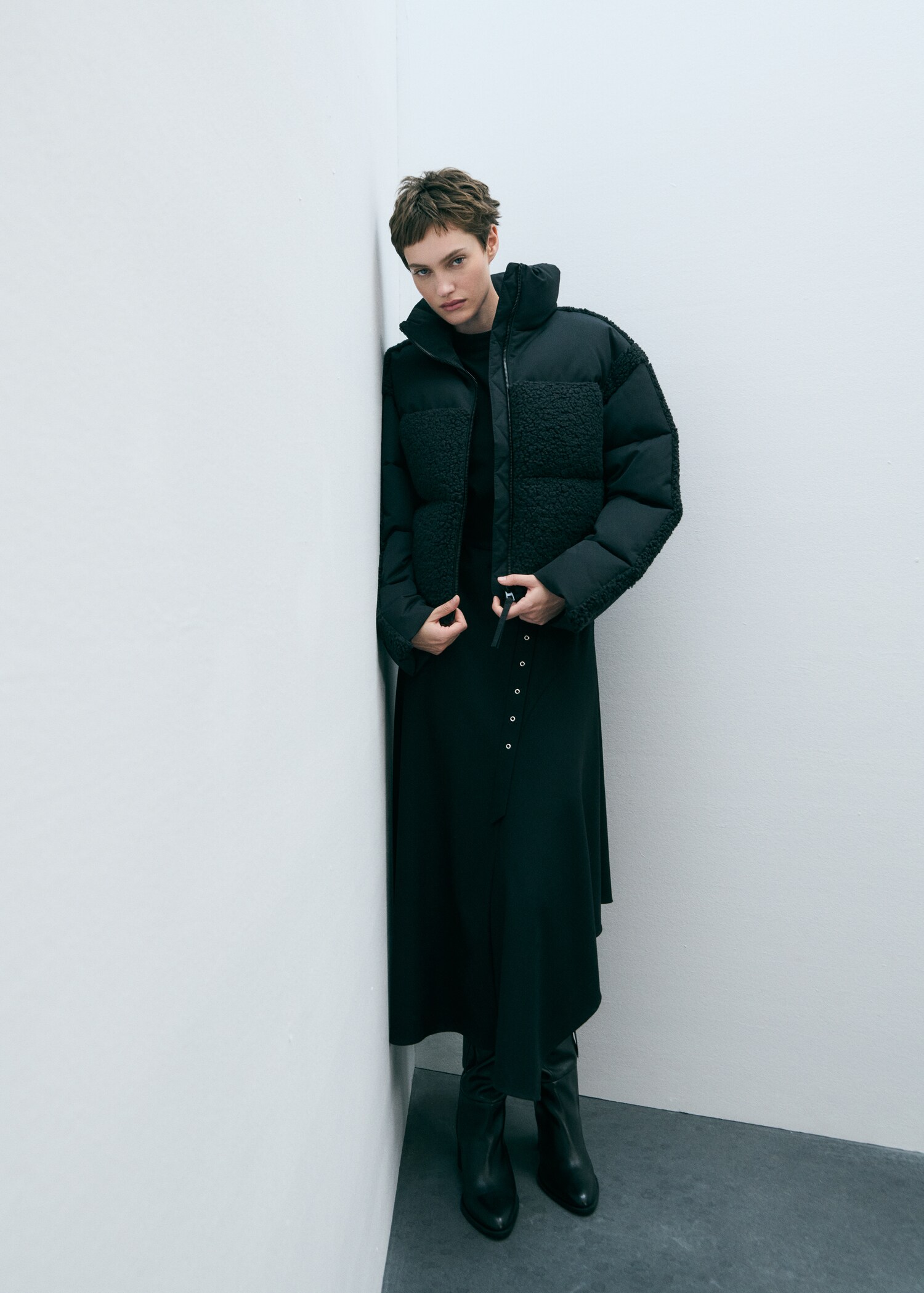 Padded anorak with bouclé panels - Details of the article 6