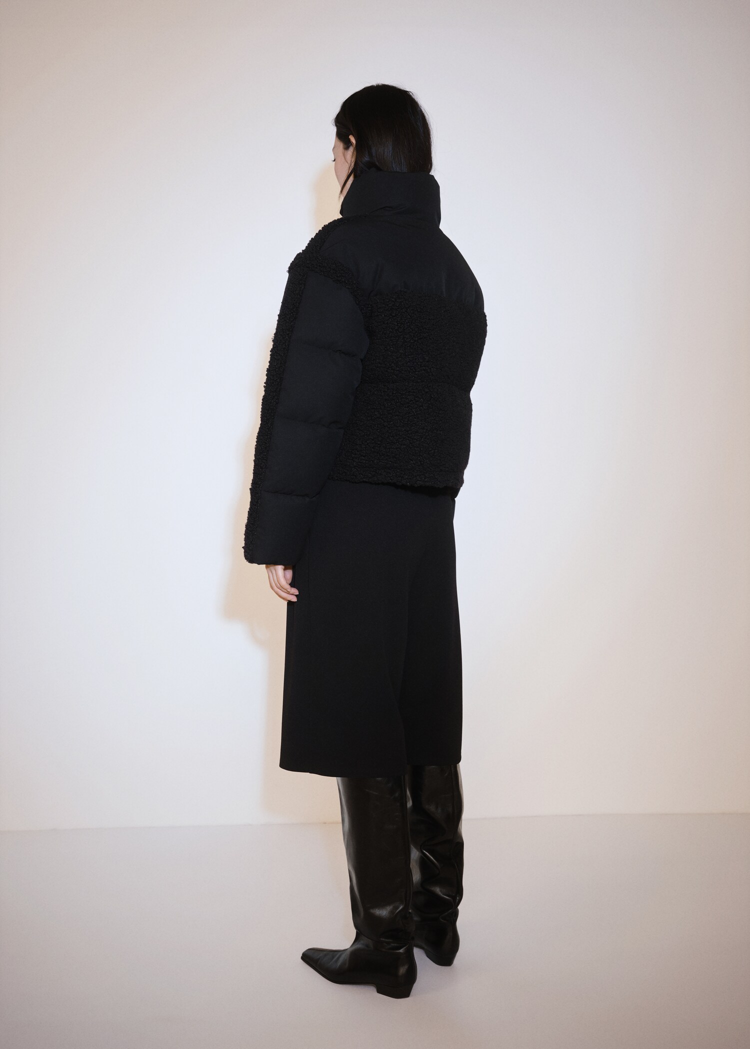 Padded anorak with bouclé panels - Reverse of the article