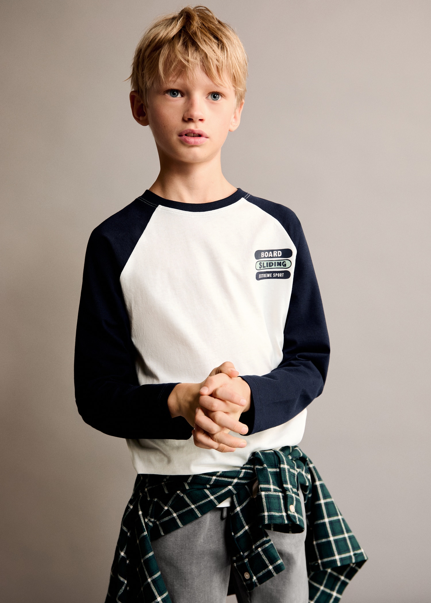 Contrasting cotton-blend T-shirt - Medium plane