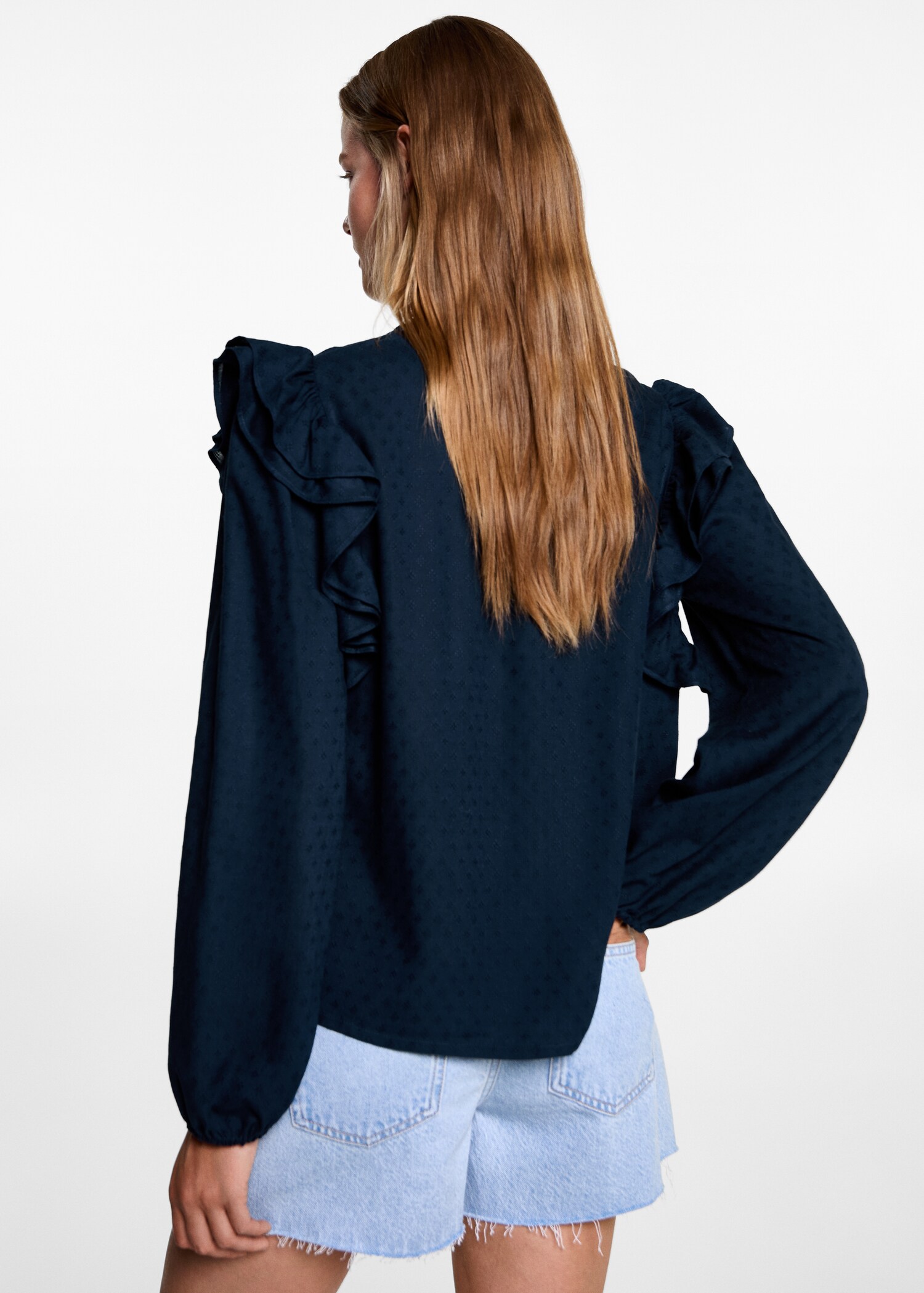 Bluse mit bestickten Volants - Rückseite des Artikels