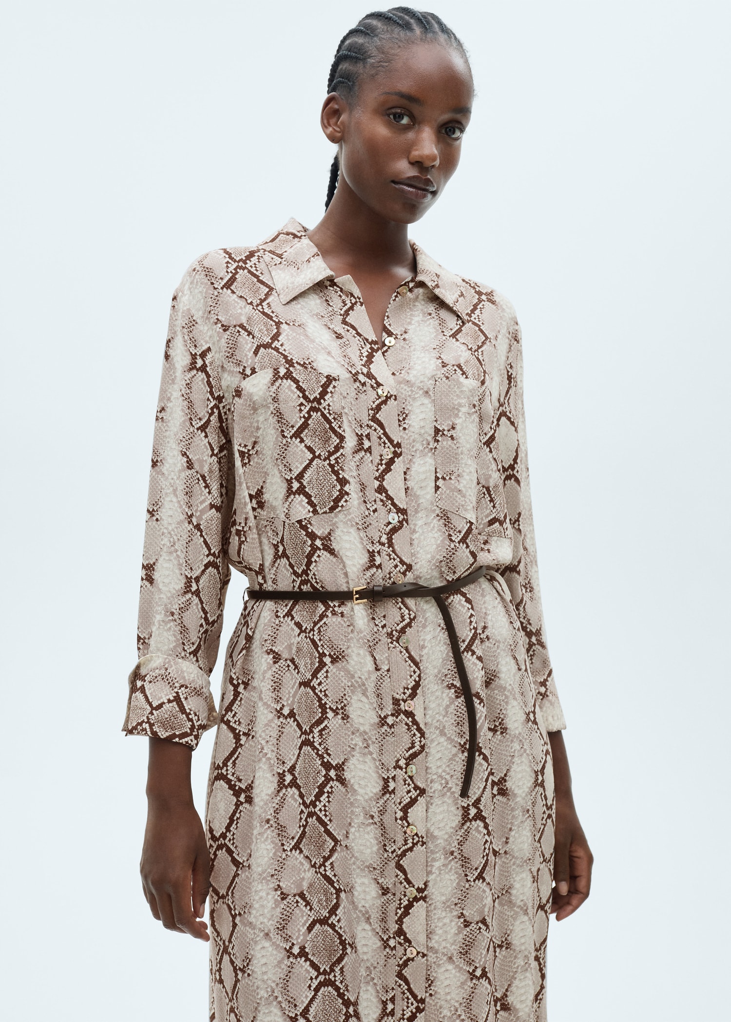 Manches Longues Robe Imprimé Serpent Mango Robe Imprimé Léopard