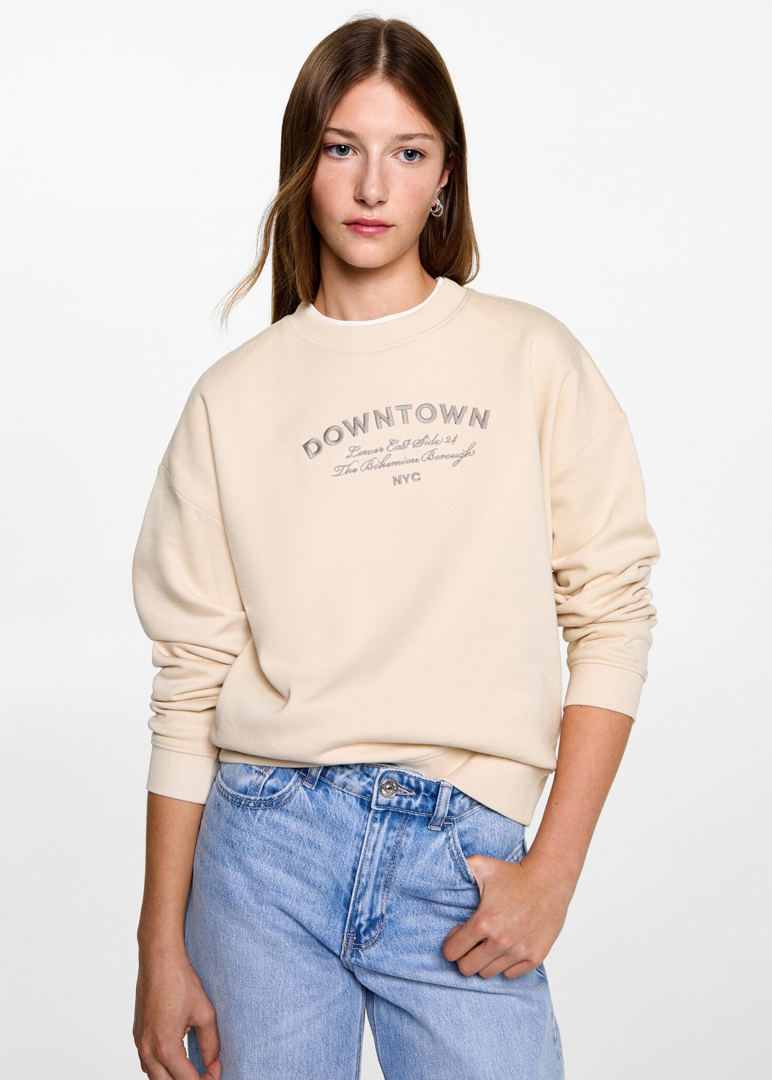 Embroidered detail cotton sweatshirt - Medium plane