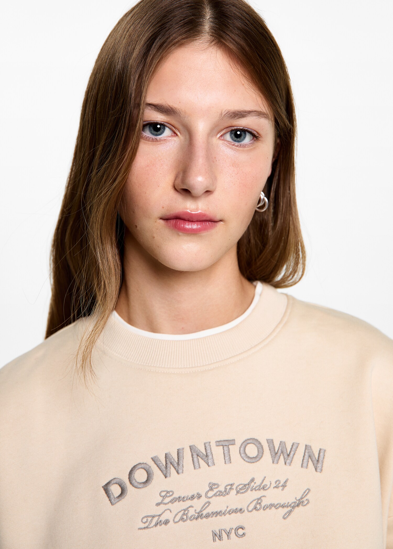 Embroidered detail cotton sweatshirt - Details of the article 1