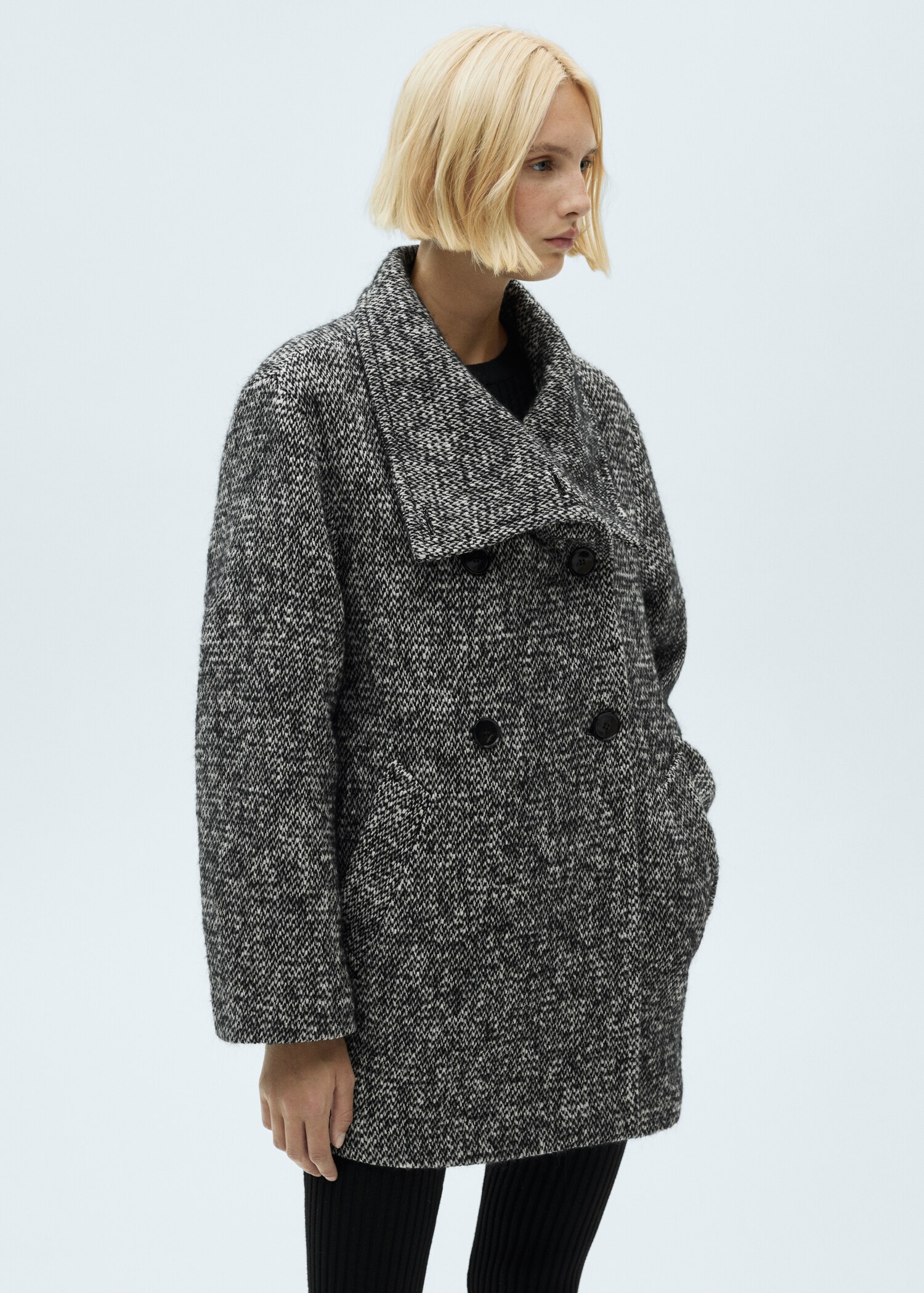 Mottled double-breasted coat - Medium plane