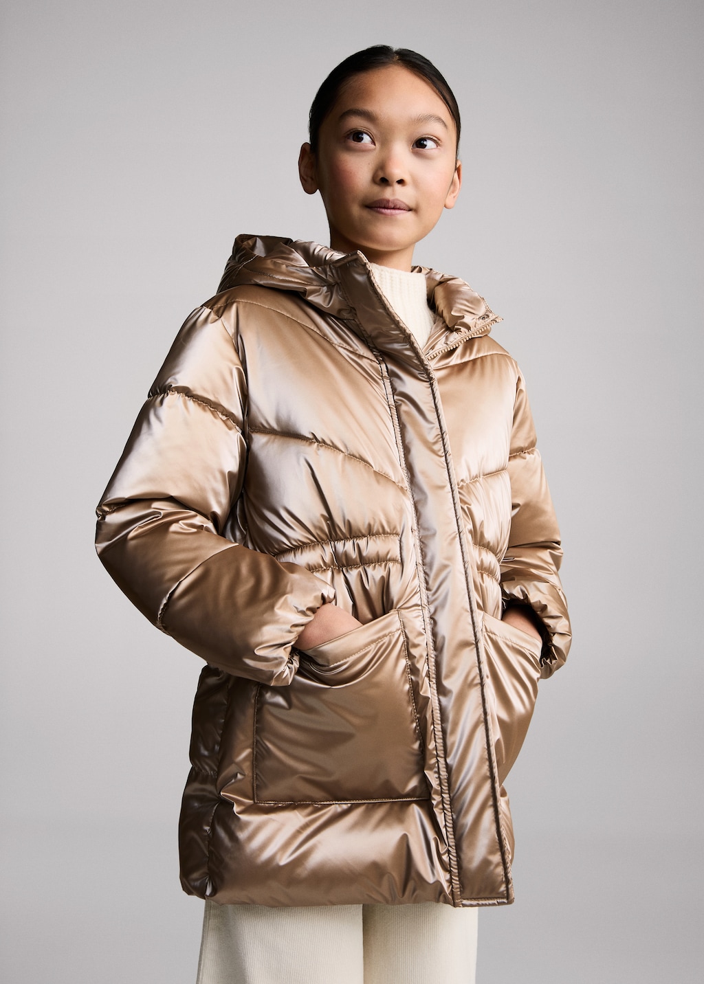MANGO KIDS Metallic puffer jacket copper 7 Kids