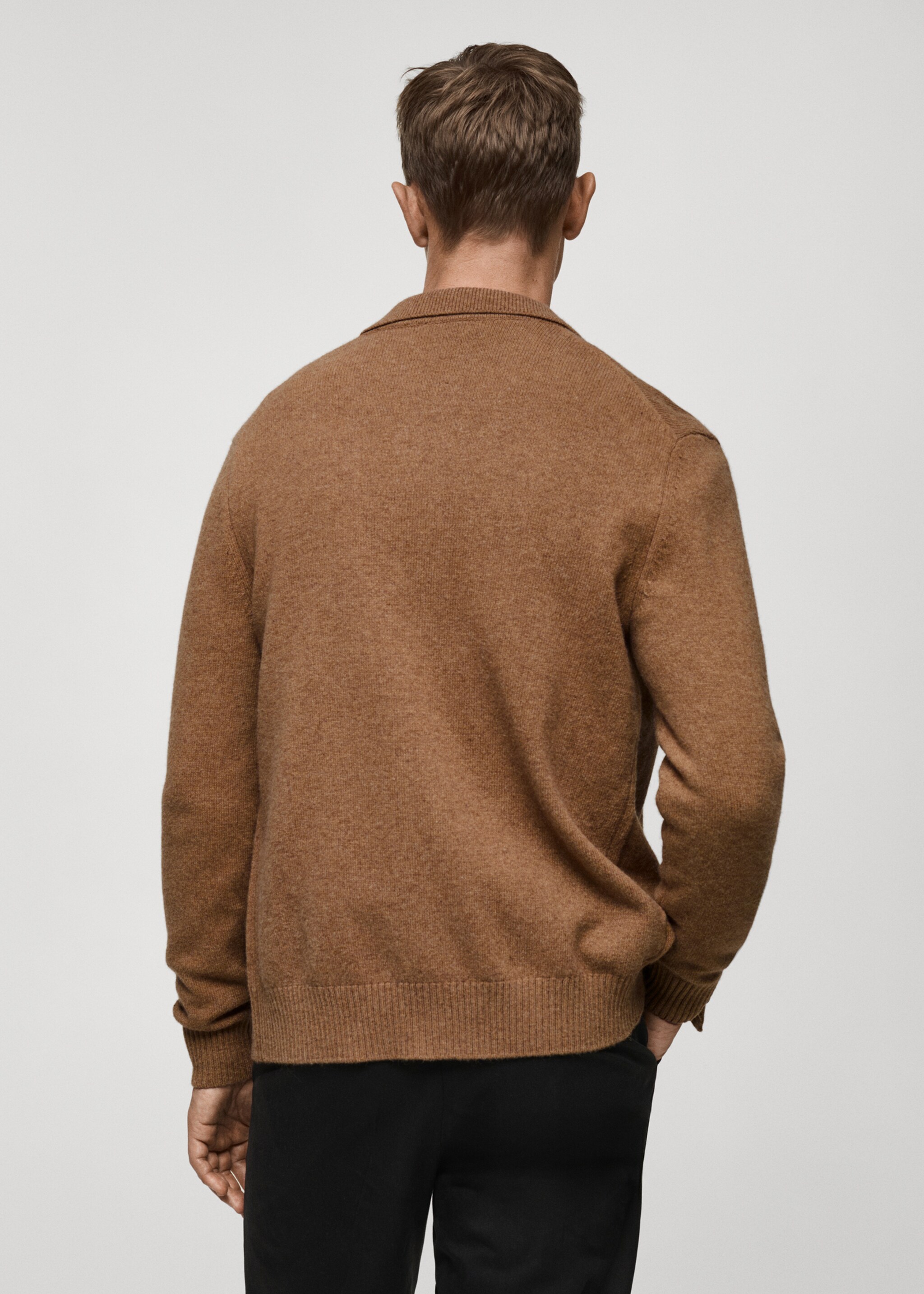 Rib-knit wool cardigan - Reverse of the article