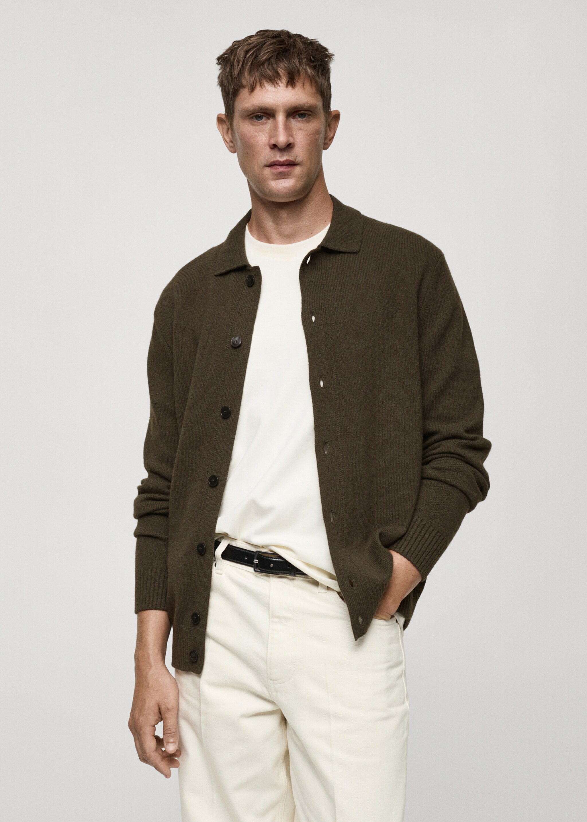 Rib-knit wool cardigan - Medium plane