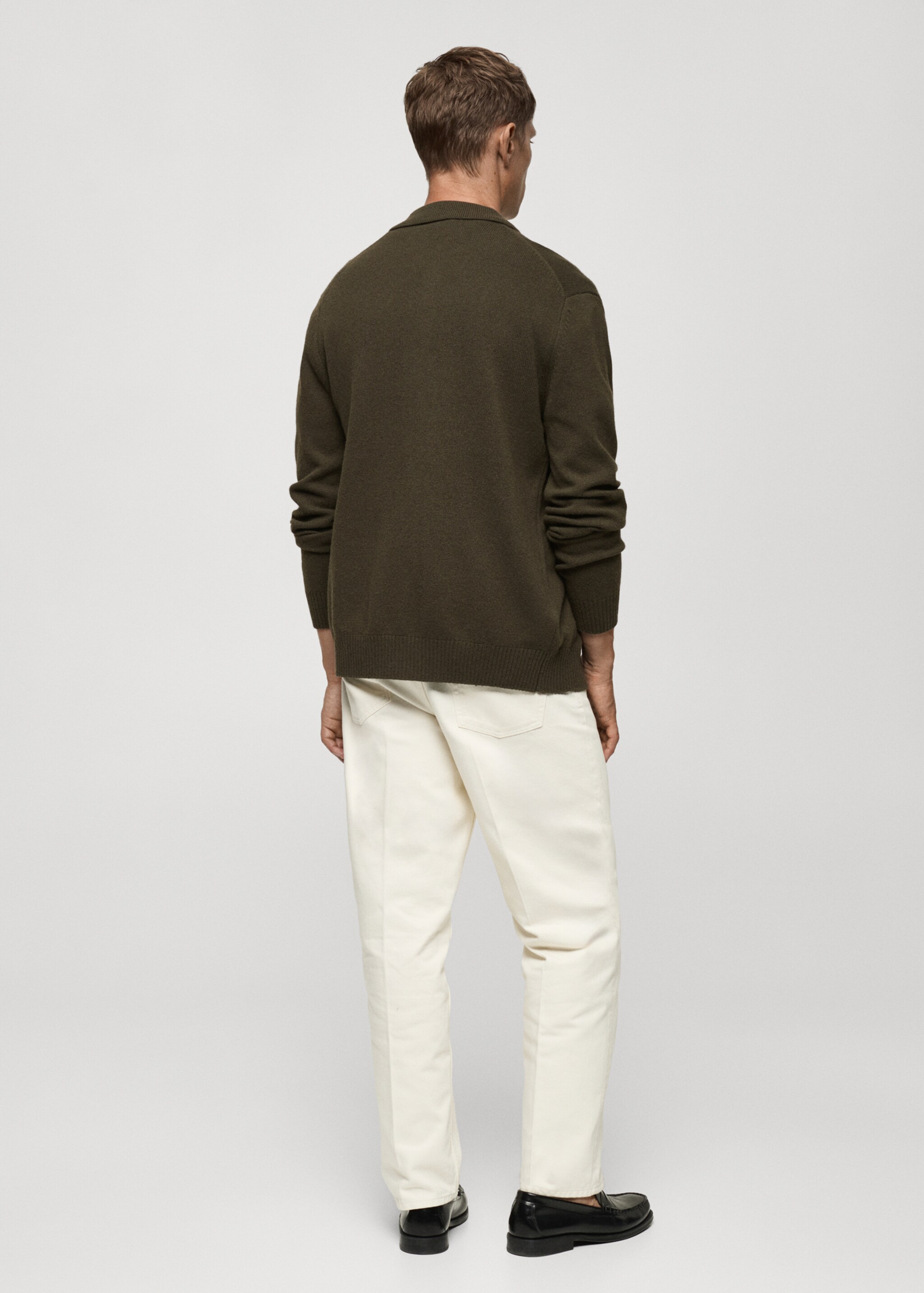 Rib-knit wool cardigan - Reverse of the article