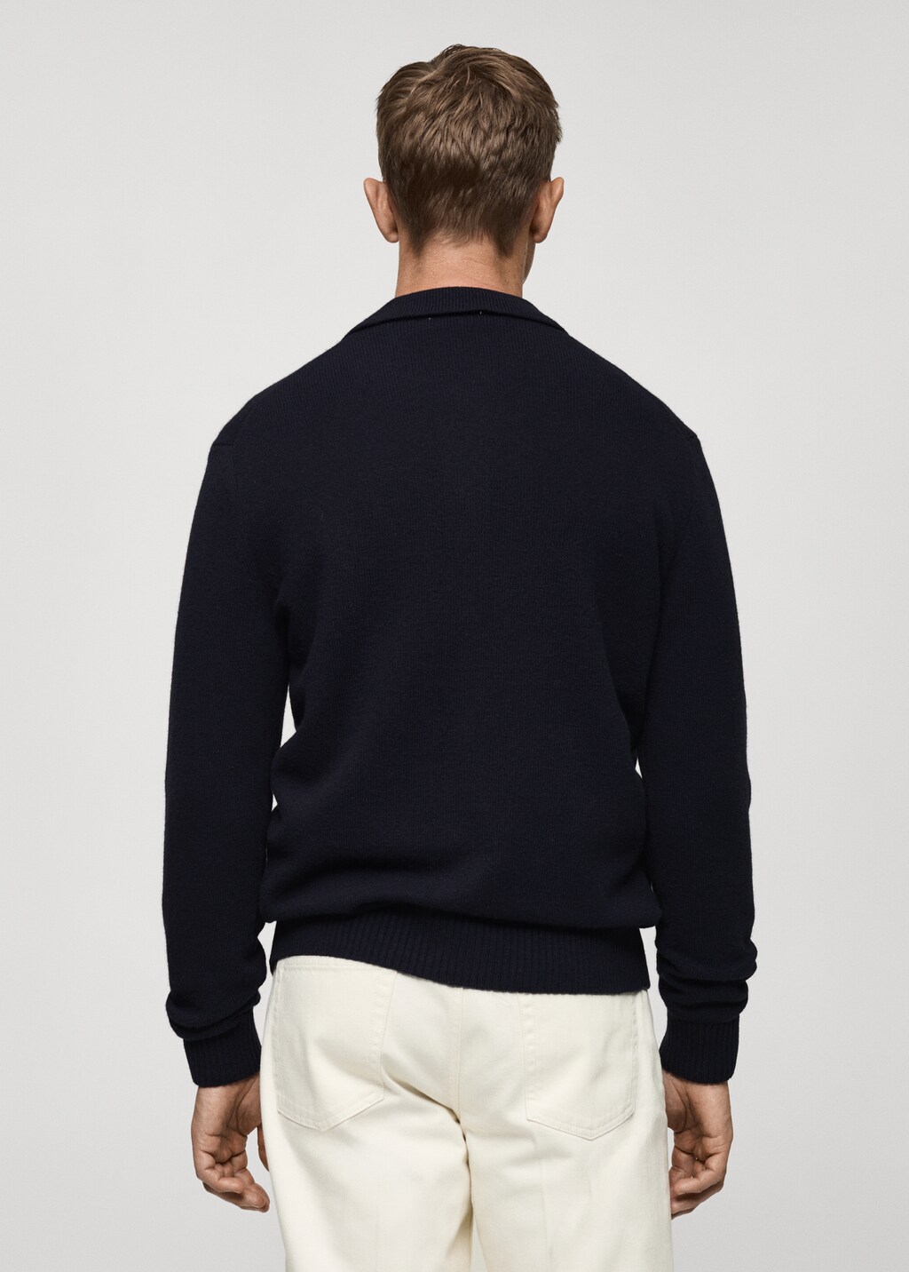 Rib knitted wool cardigan