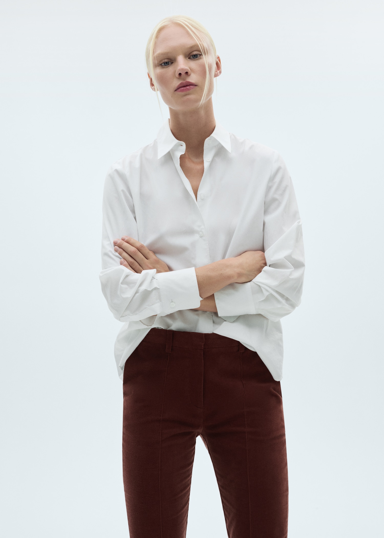 Straight velvet trousers - Details of the article 1