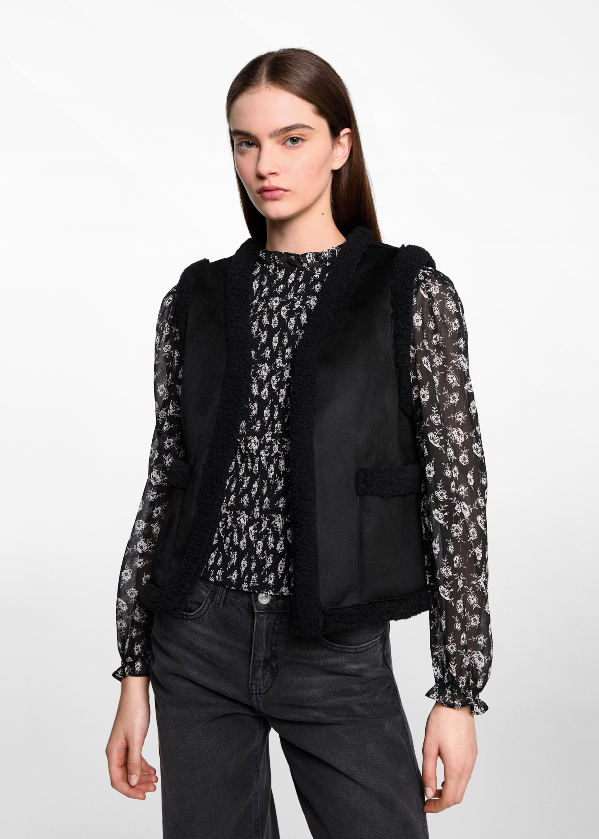 Combined shearling-effect gilet - Medium plane