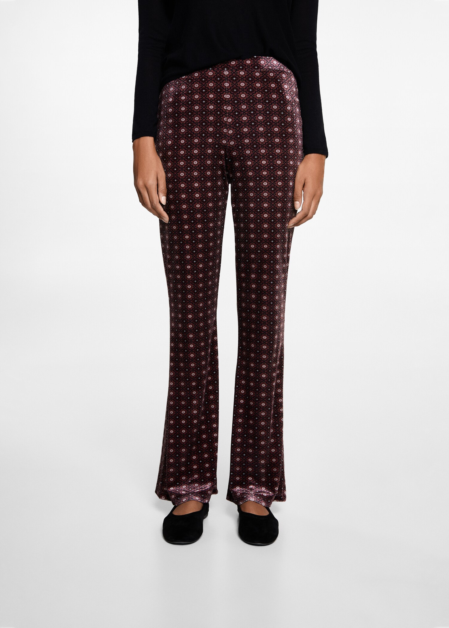 Flared leggings with velvet print - Details of the article 1
