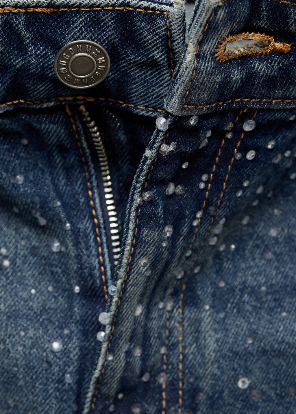 Straight-fit jeans with rhinestone detail - Women | MANGO Japan Straight-fit jeans with rhinestone detail - Women | MANGO Japan