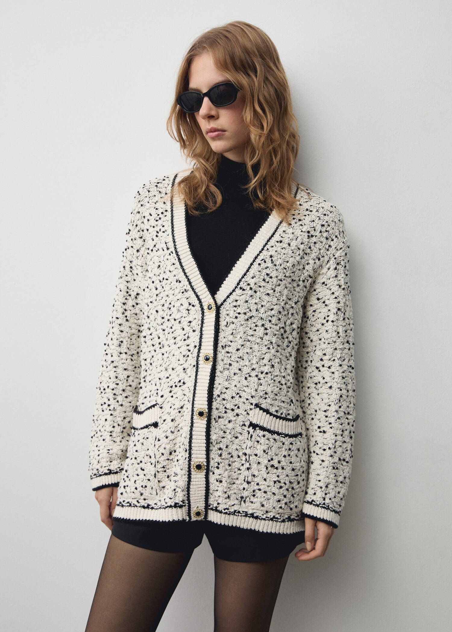 Cardigan oversize jaspé - Plan moyen