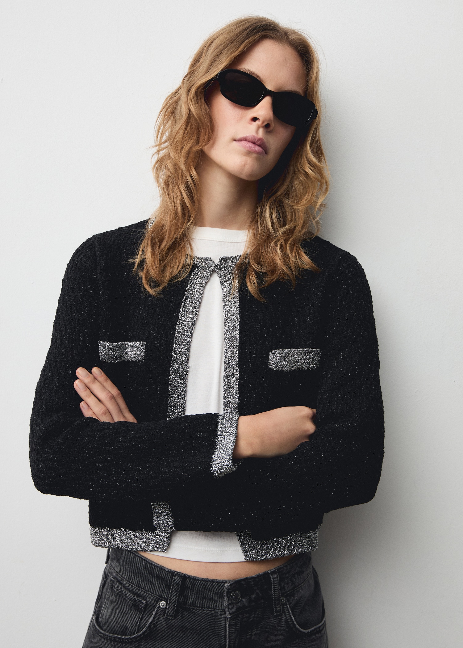 Knitted jacket with lurex detail - Medium plane