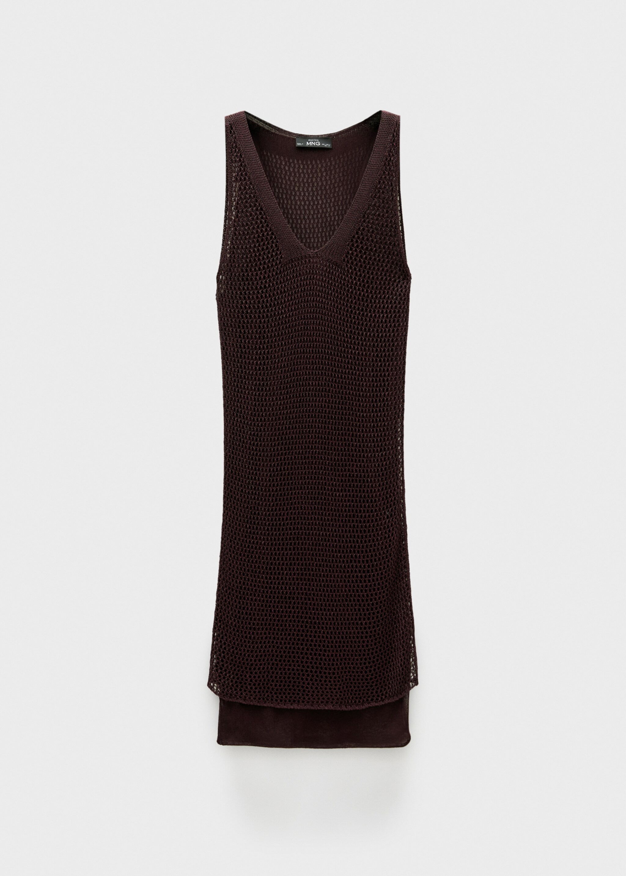 Lurex openwork knit dress - Article without model, Burgundy. Ref: 77049071-00.