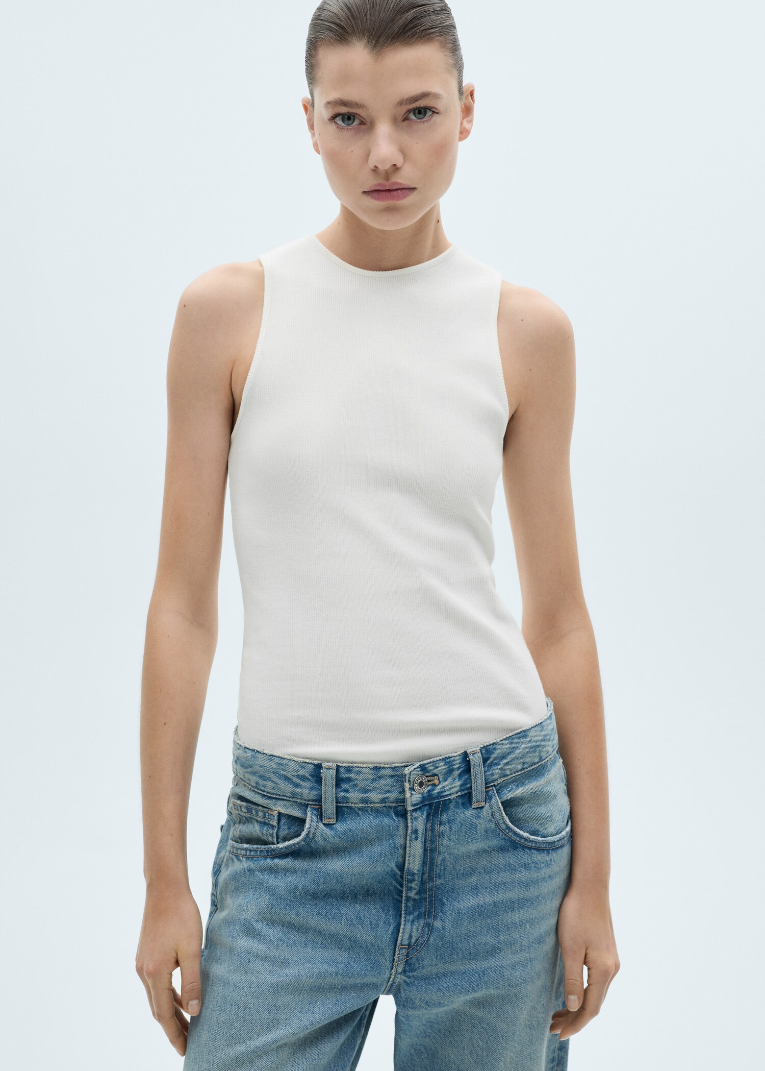 Ribbed cotton top - Medium plane