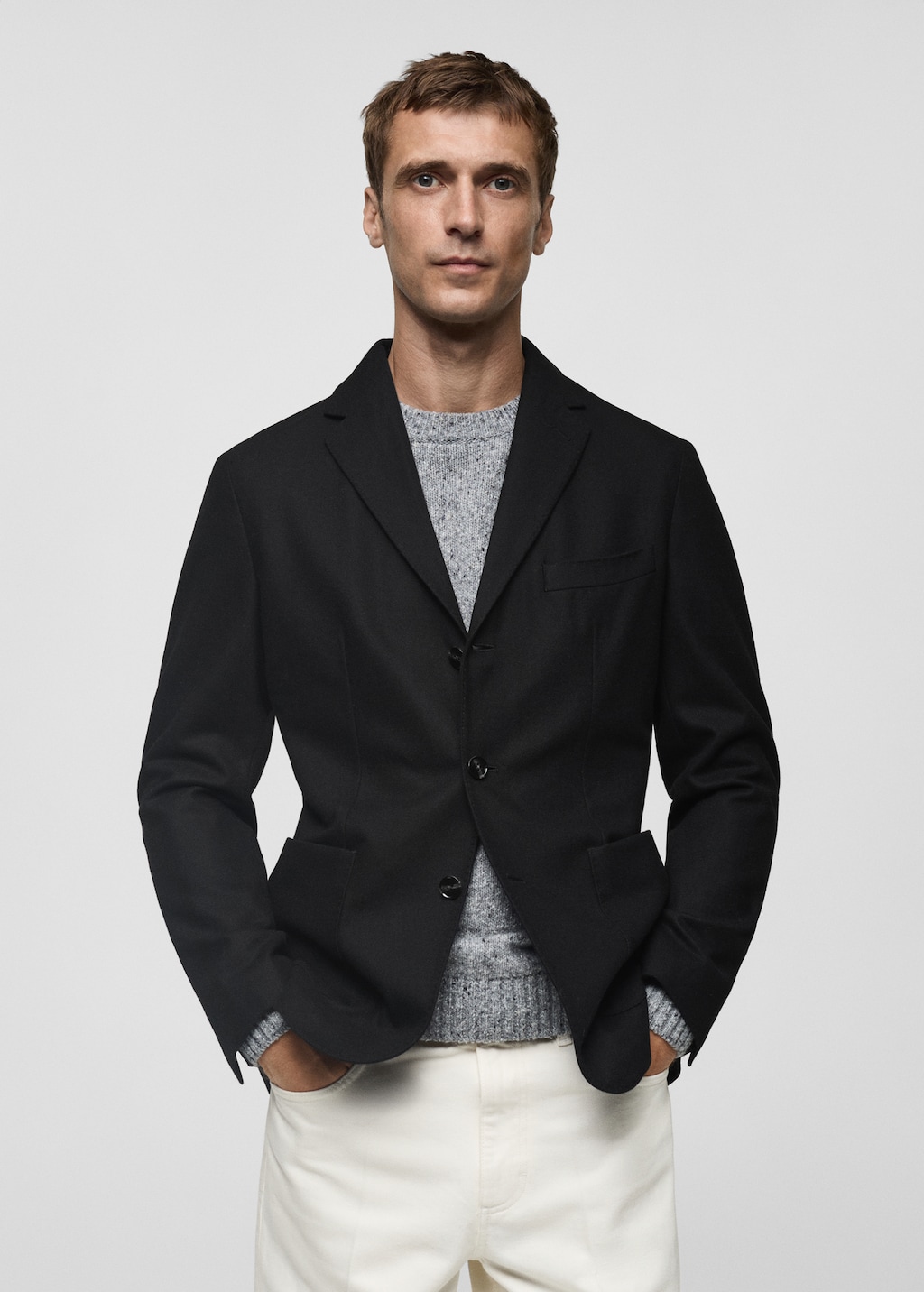 Recycled wool slim fit jacket