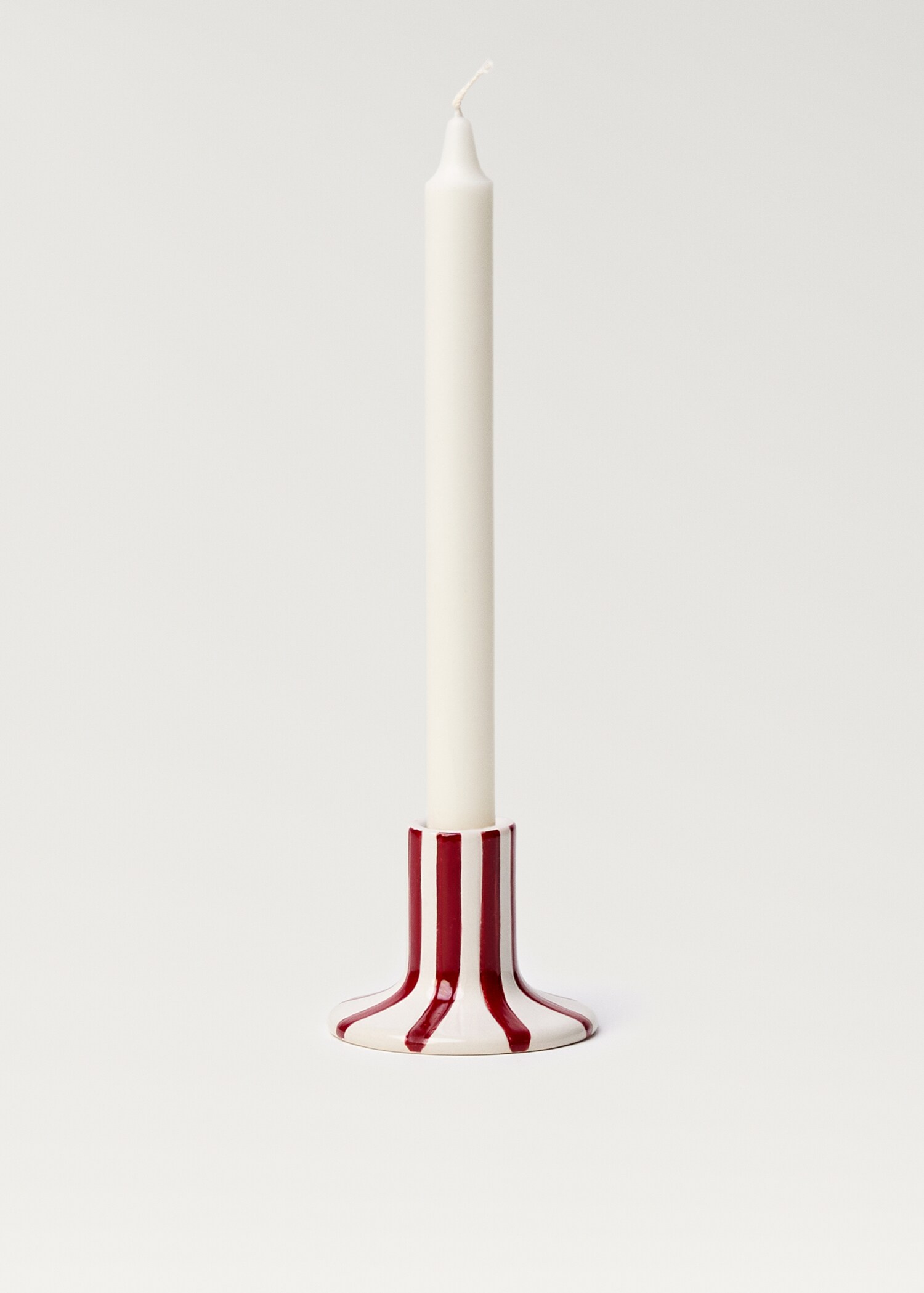Stoneware Candle Holder with Stripe Design - Details of the article 1