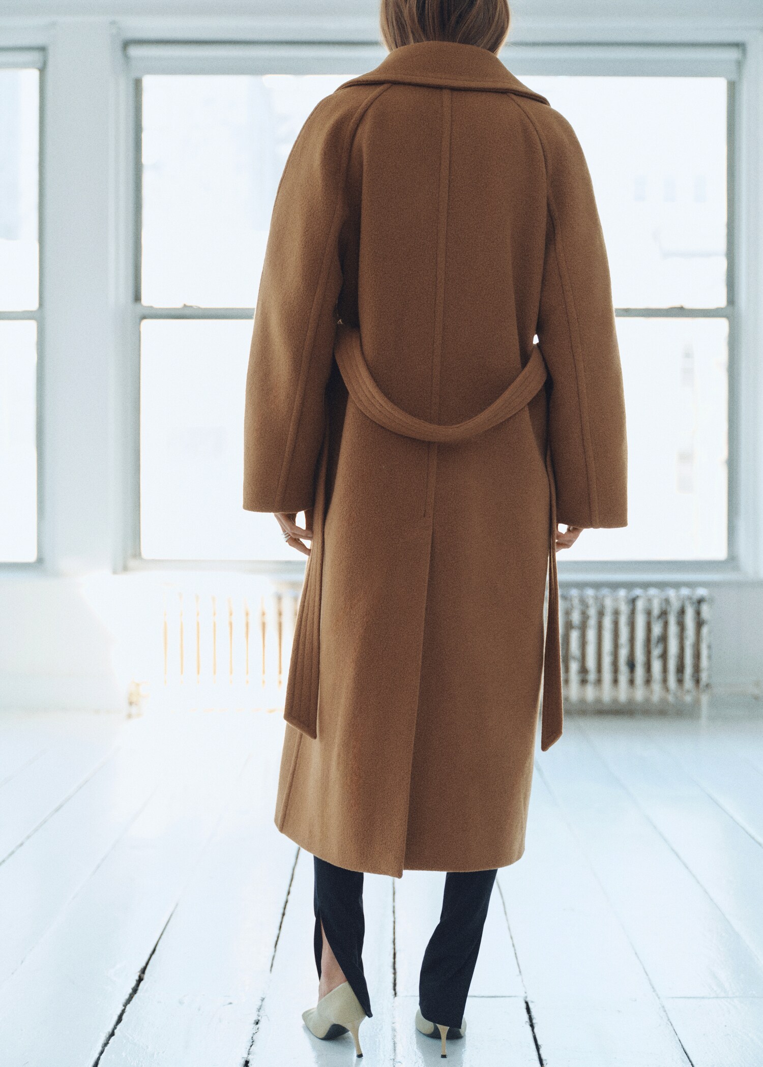 Abrigo lana cinturón