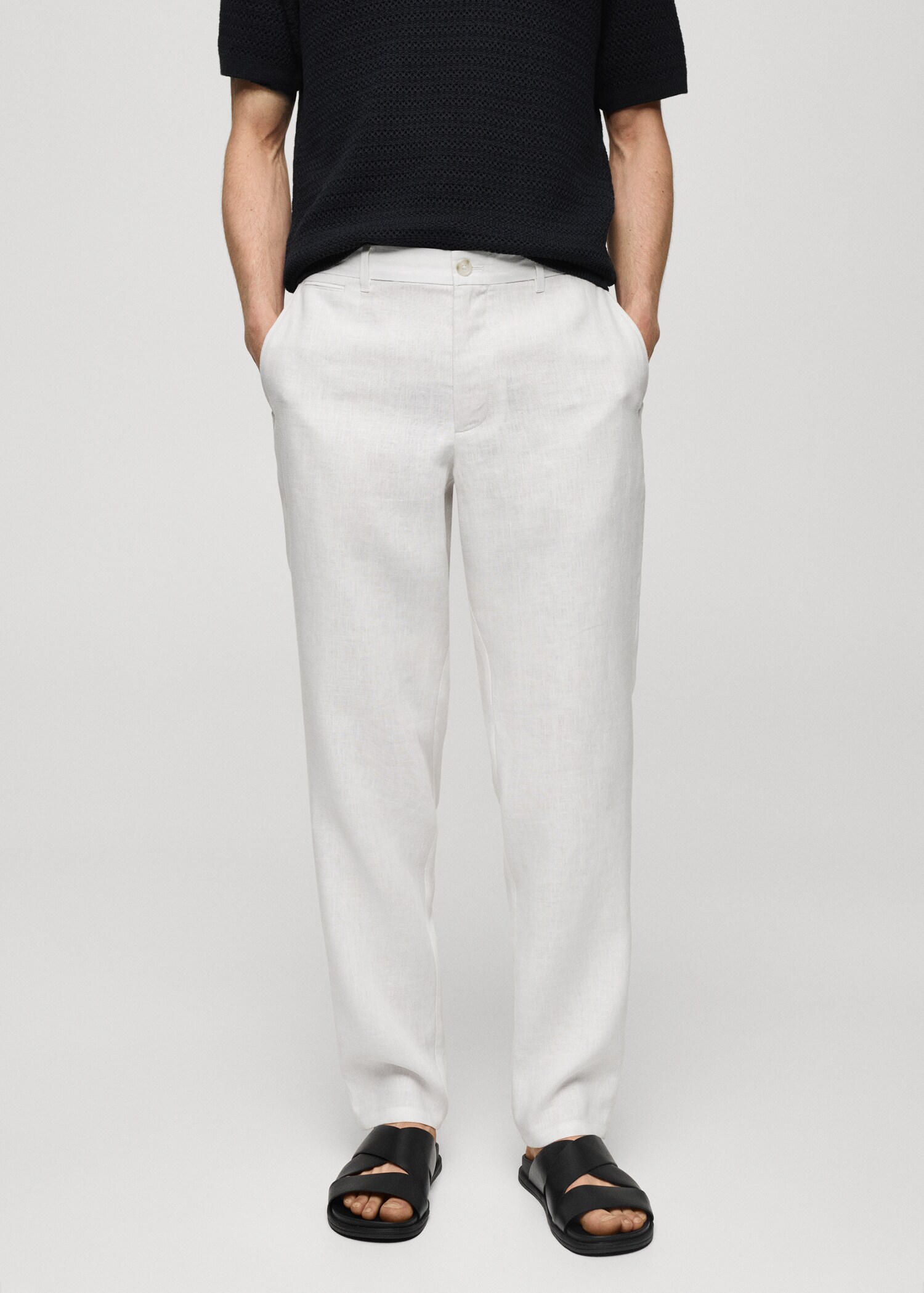 Pantalon 100 % lin slim fit - Plan moyen