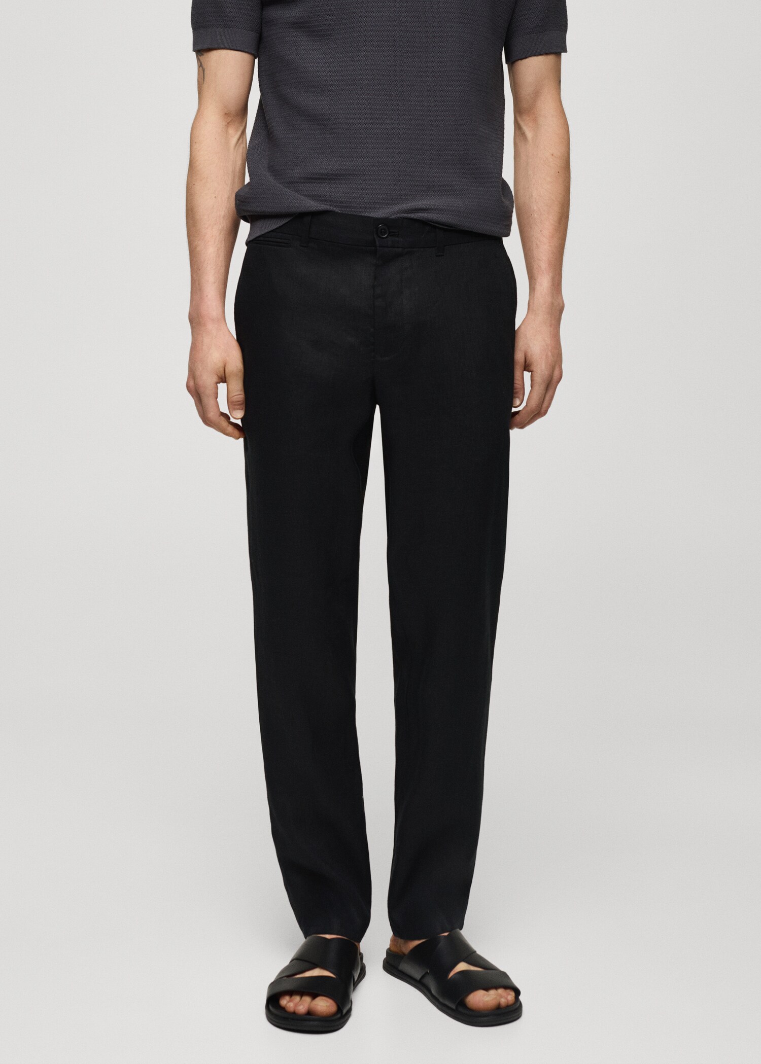 Pantalon 100 % lin slim fit - Plan moyen