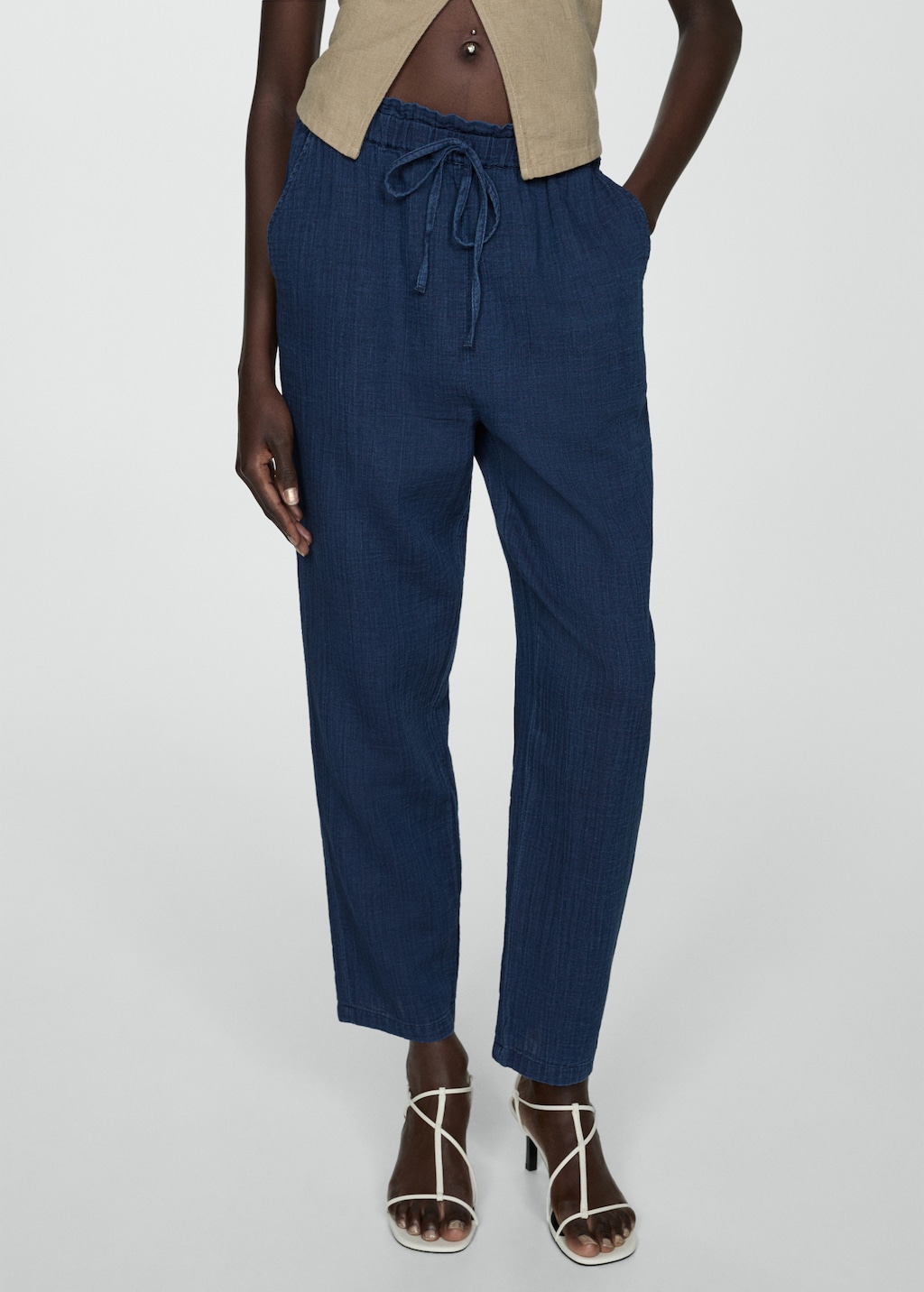 Mango Baumwollhose mit Gummibund