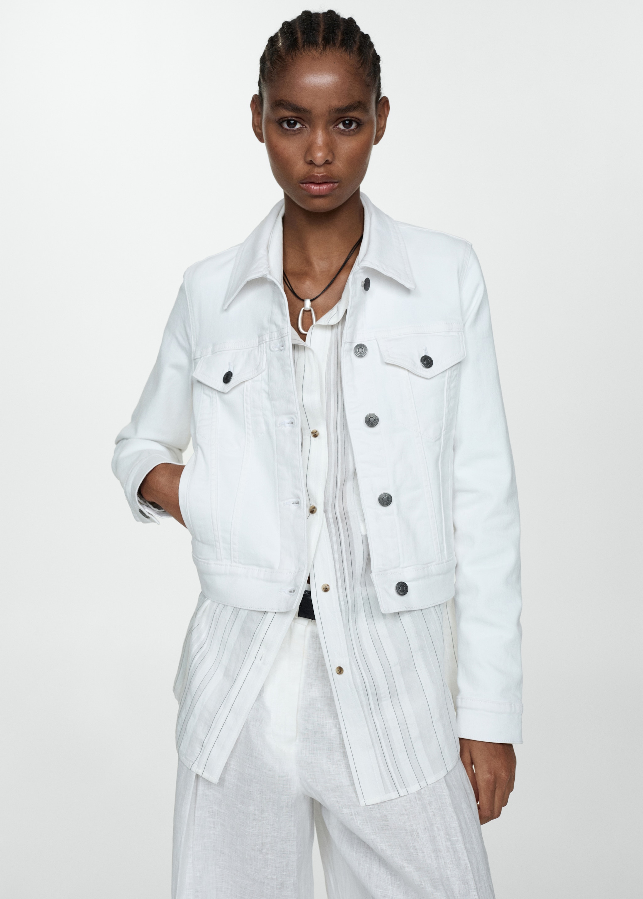 Pocketed denim jacket - Main Image