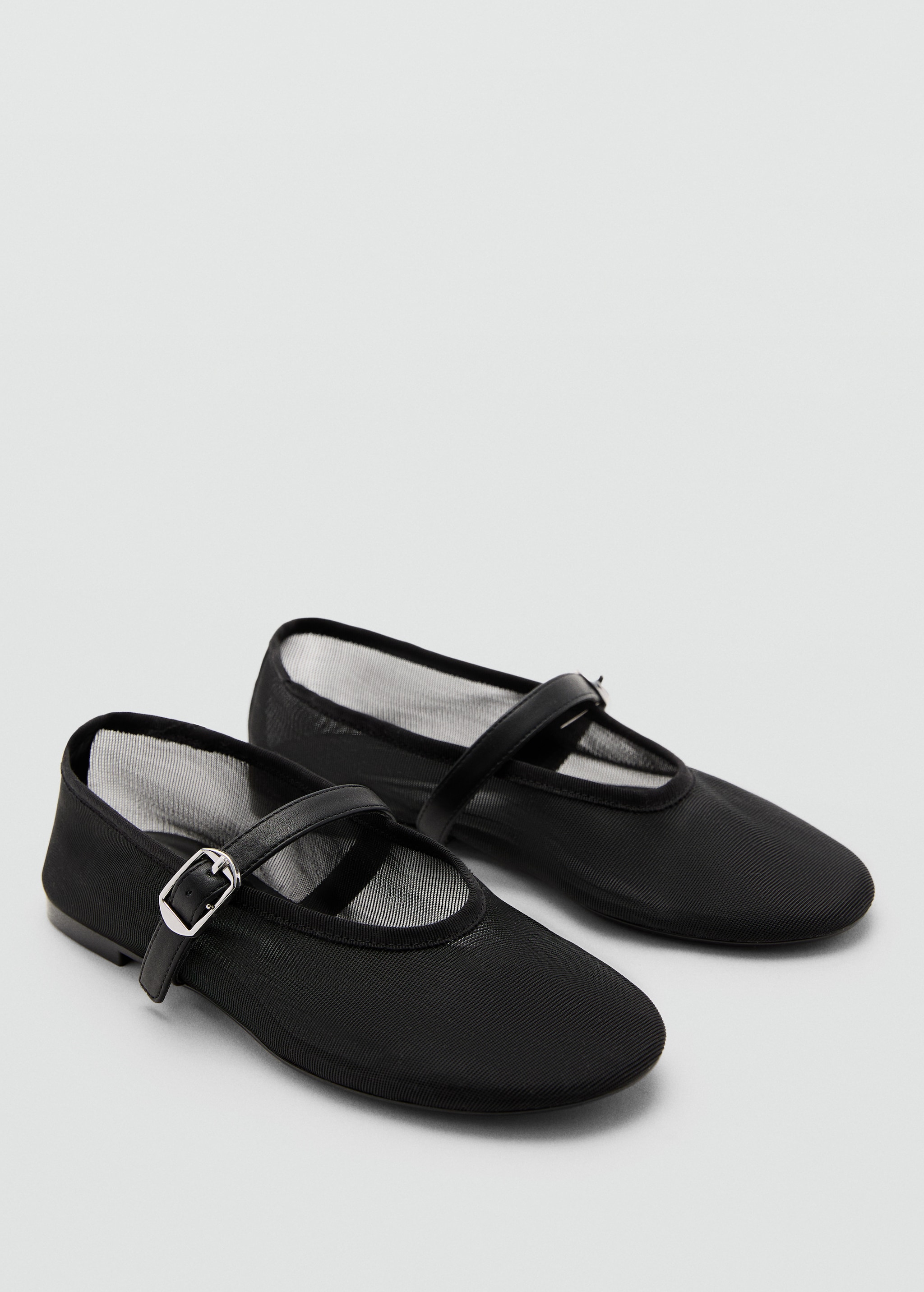 Mesh ballet flats with strap and buckle - Women | MANGO Saudi Arabia