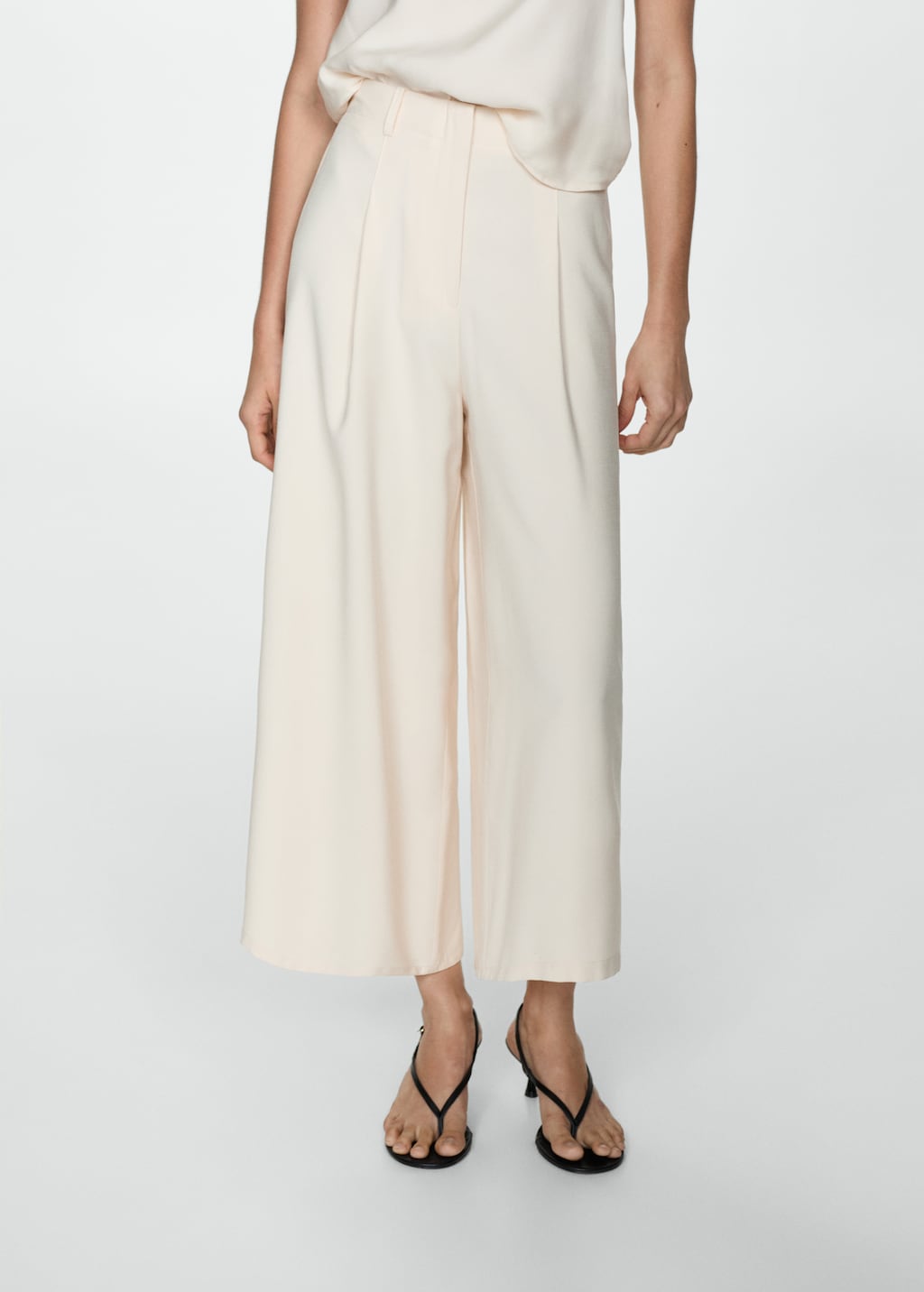 Wideleg trousers with elastic waist Women MANGO United Kingdom