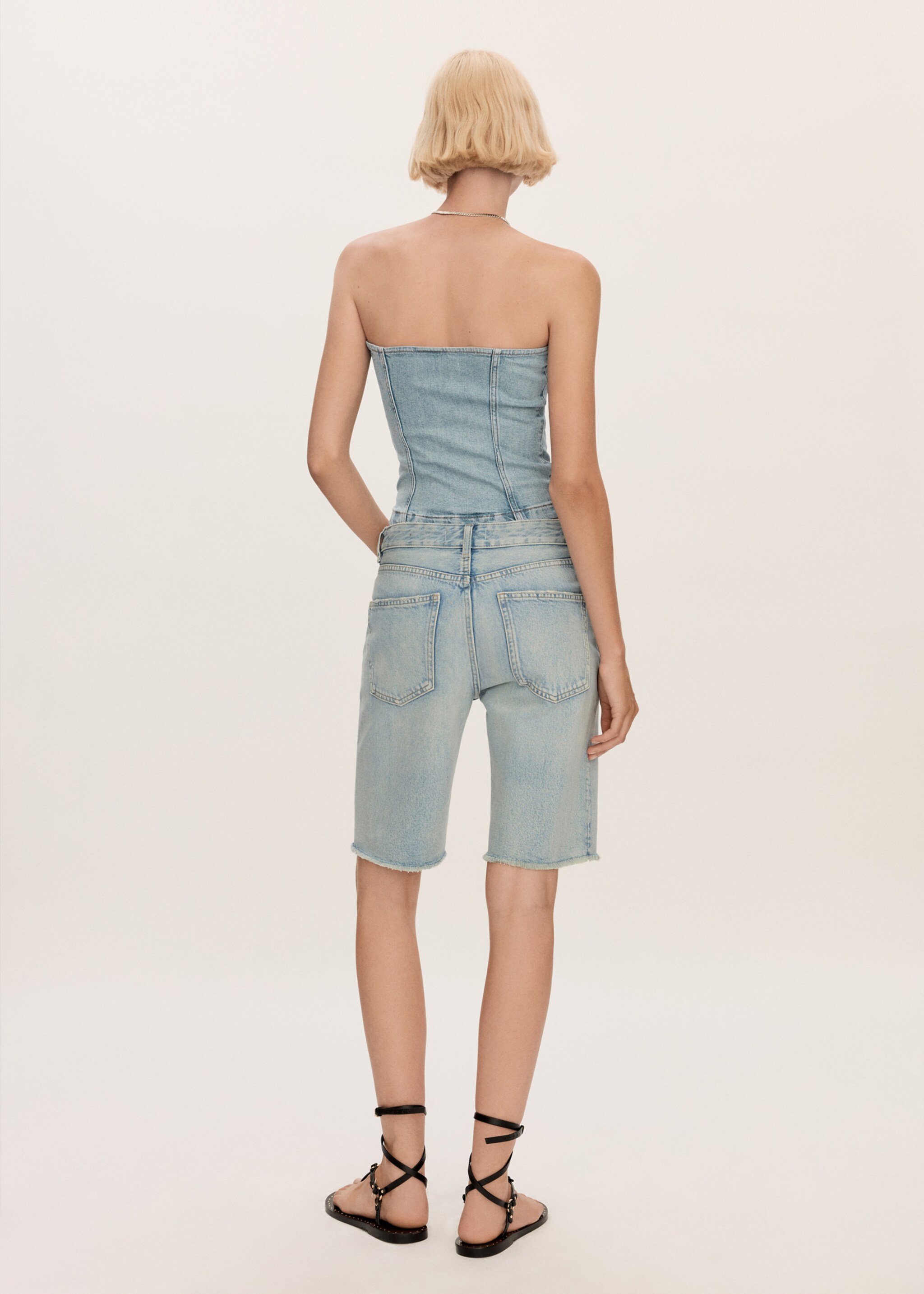 Düz denim Bermuda şort - Ürünün arkası