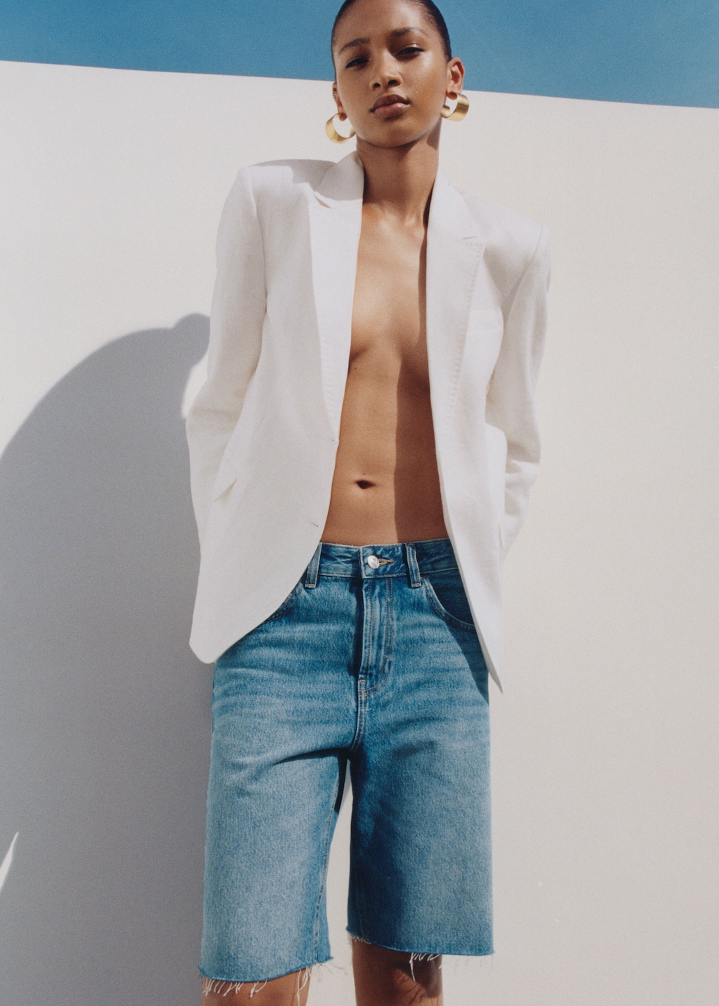 Mango jean shorts sale