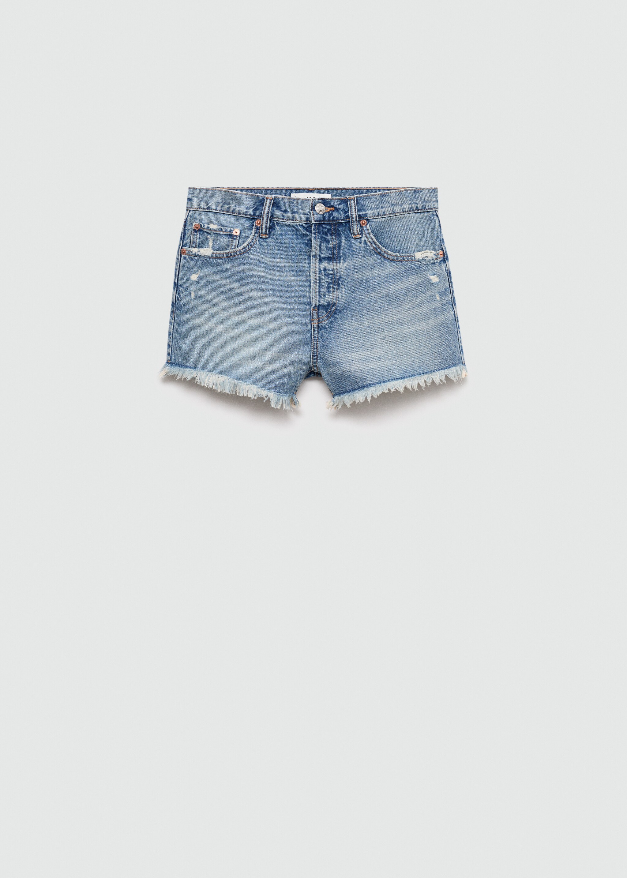 Denim shorts with frayed hem - Article without model