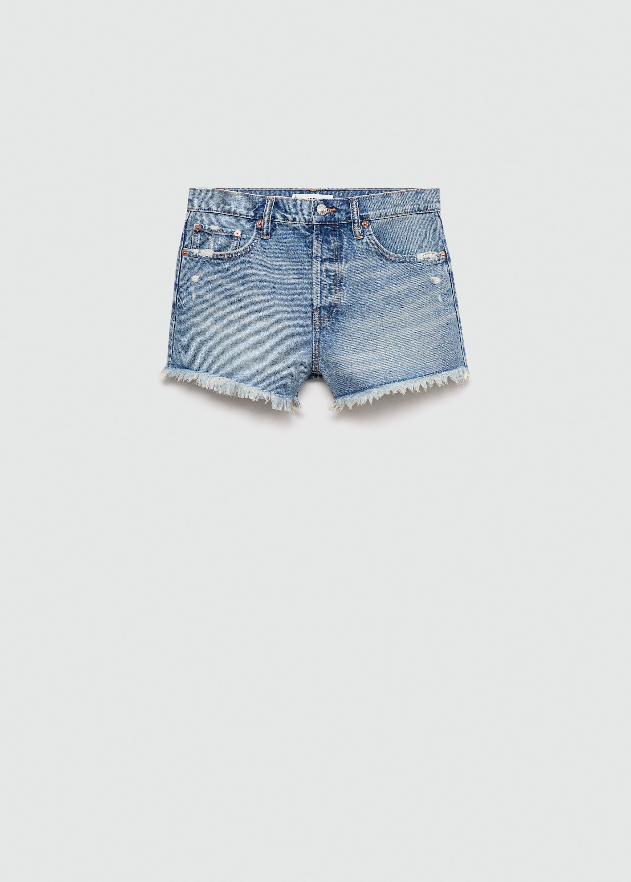 Denim shorts with frayed hem