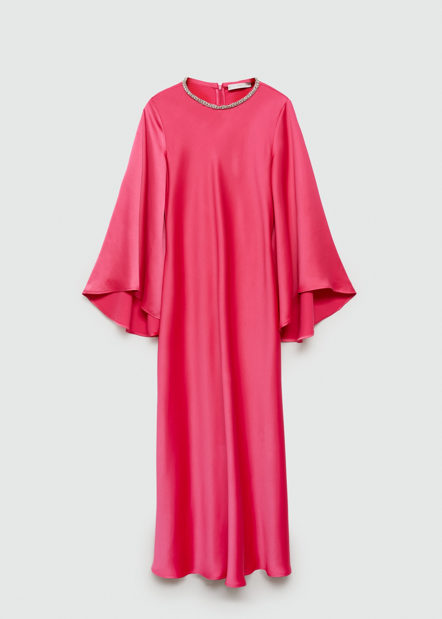 Flared-sleeve satin dress - Article without model