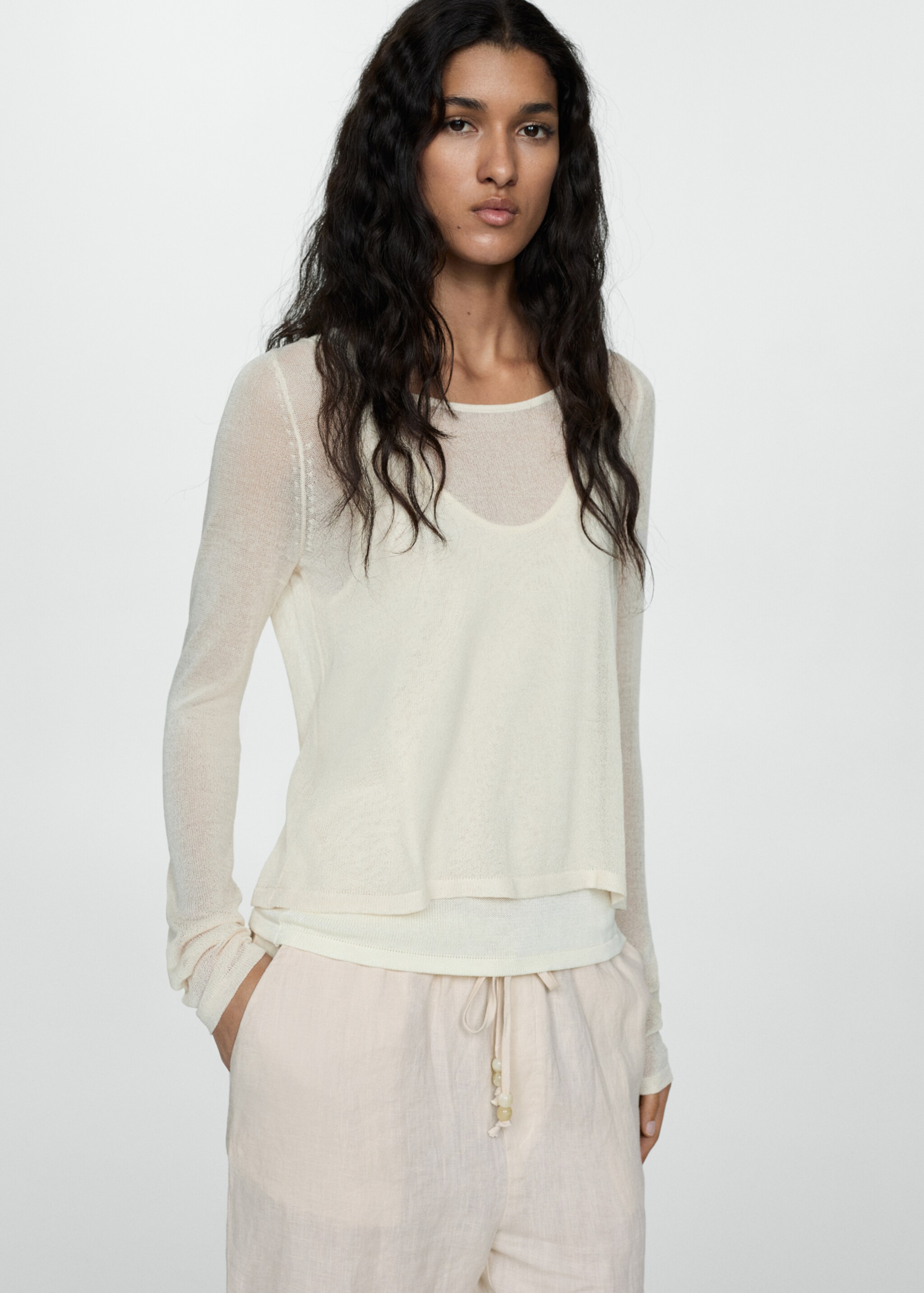 Linen jogger pants - Details of the article 1
