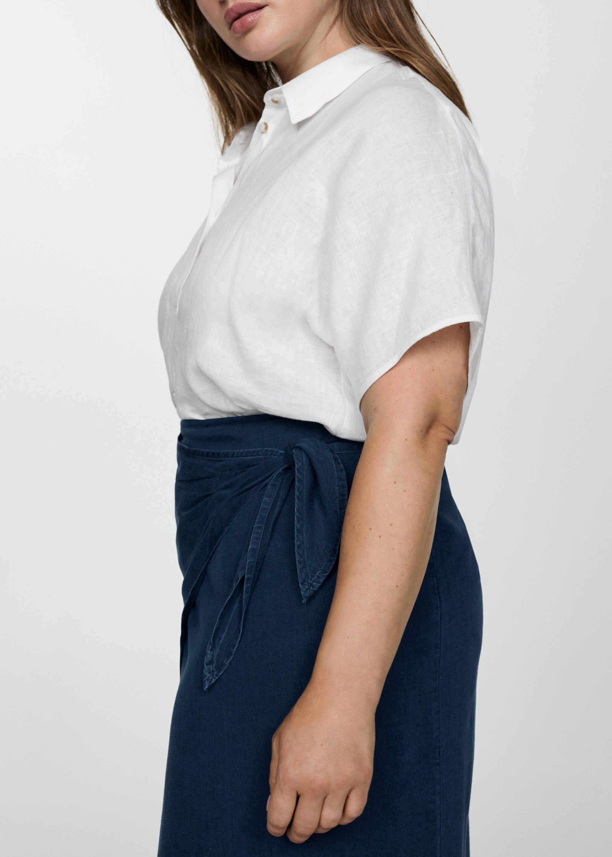 Lyocell sarong skirt - Details of the article 4, Dark Blue. Ref: 77050333-00.