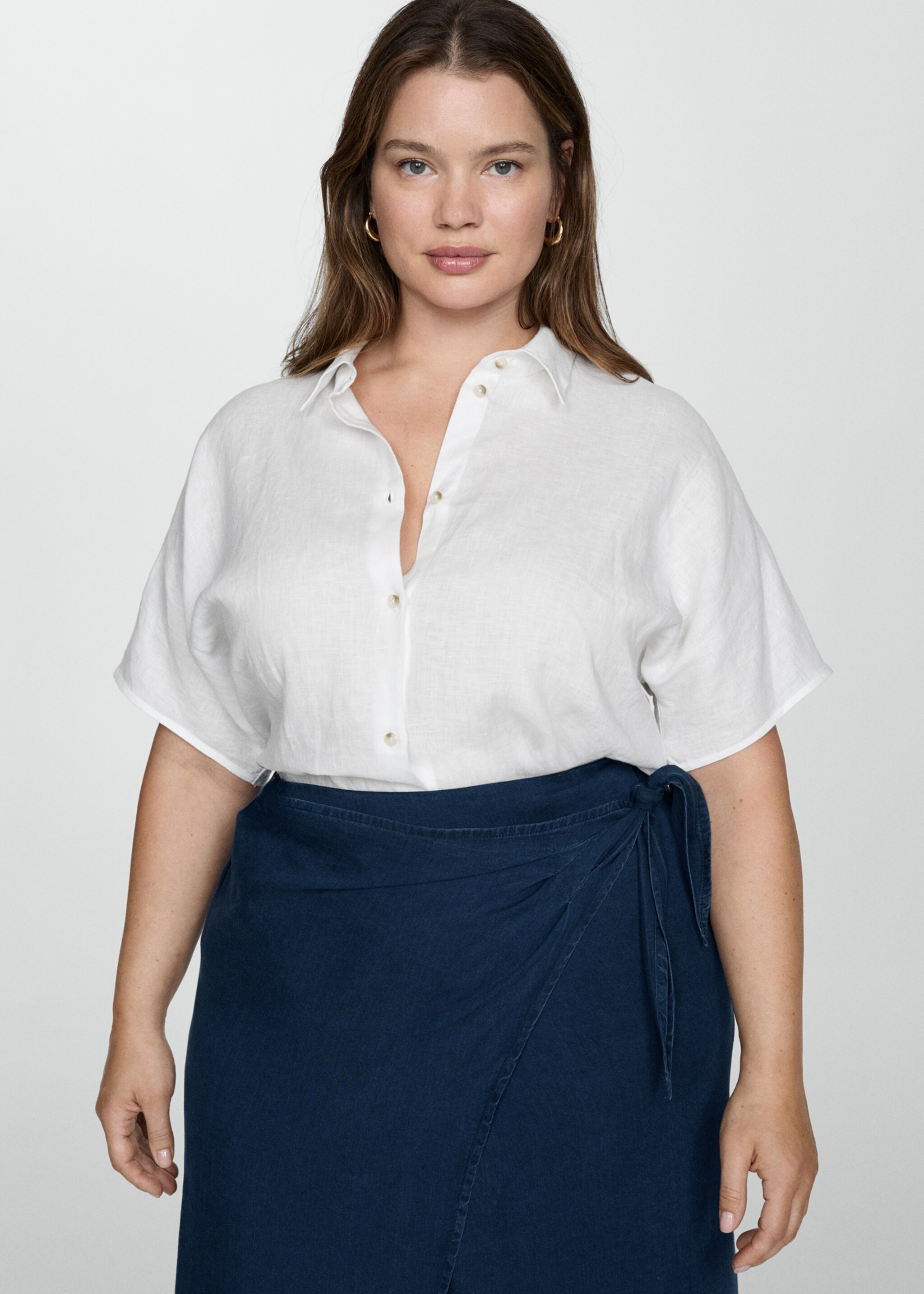 Lyocell sarong skirt - Details of the article 5, Dark Blue. Ref: 77050333-00.