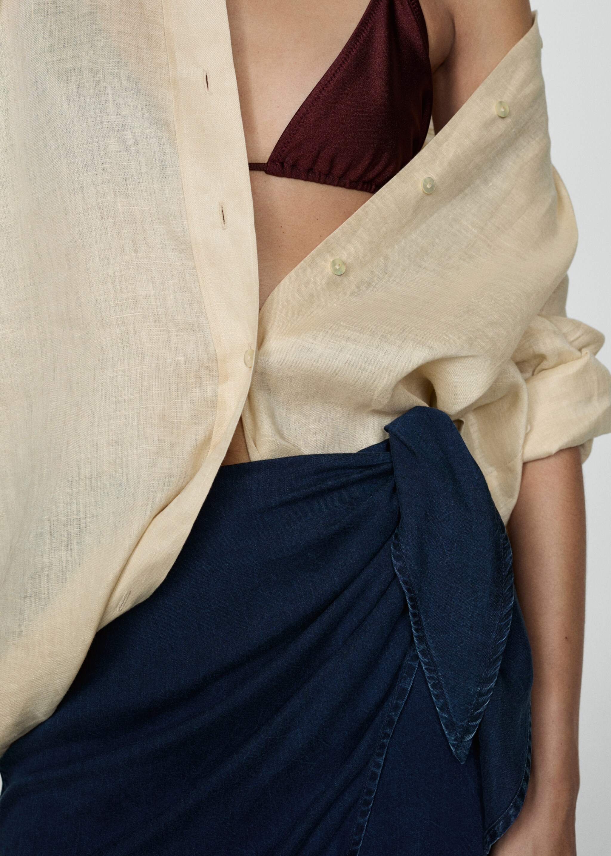 Lyocell sarong skirt - Details of the article 6, Dark Blue. Ref: 77050333-00.
