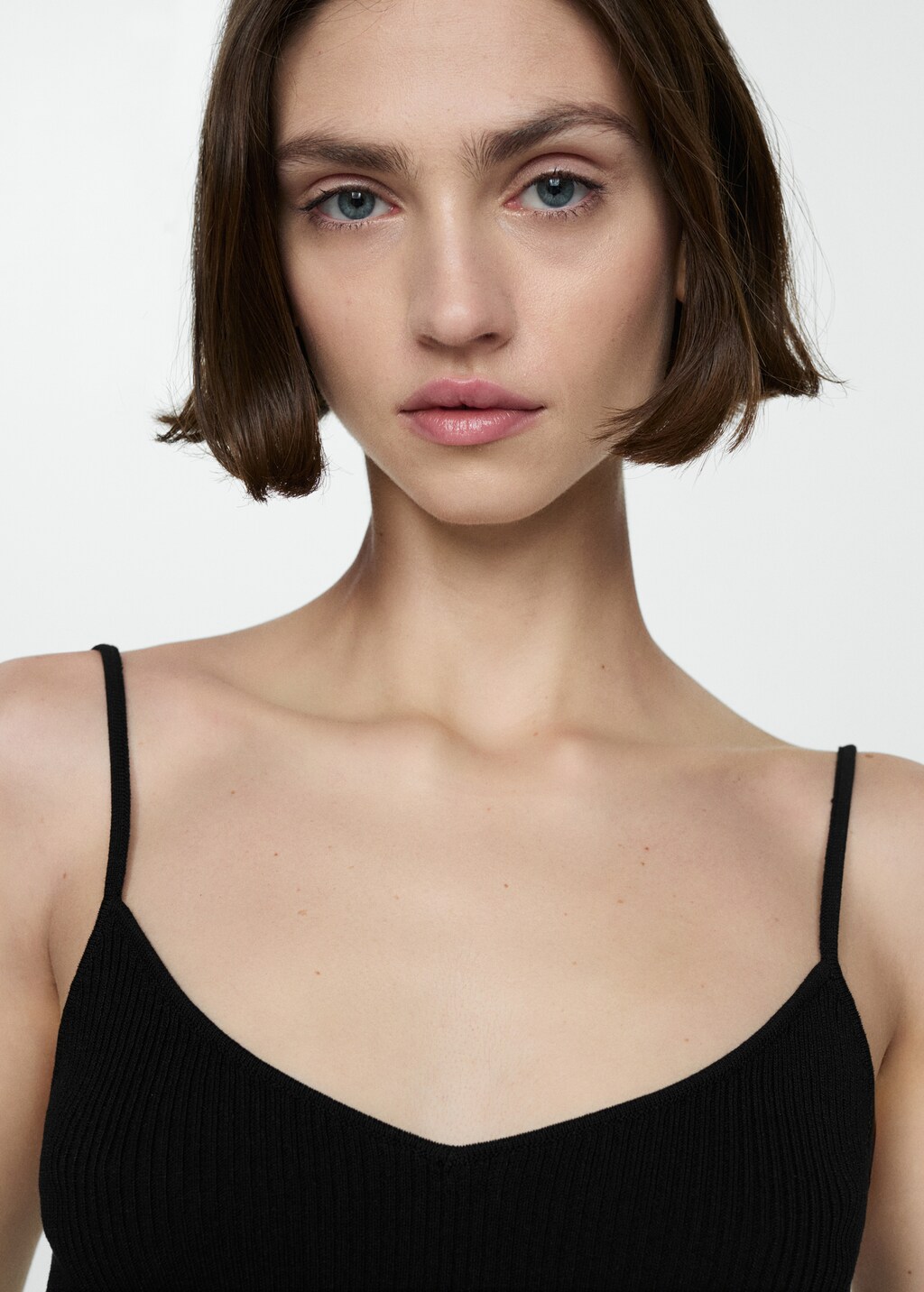Ribbed top with thin straps - Women | MANGO Canada