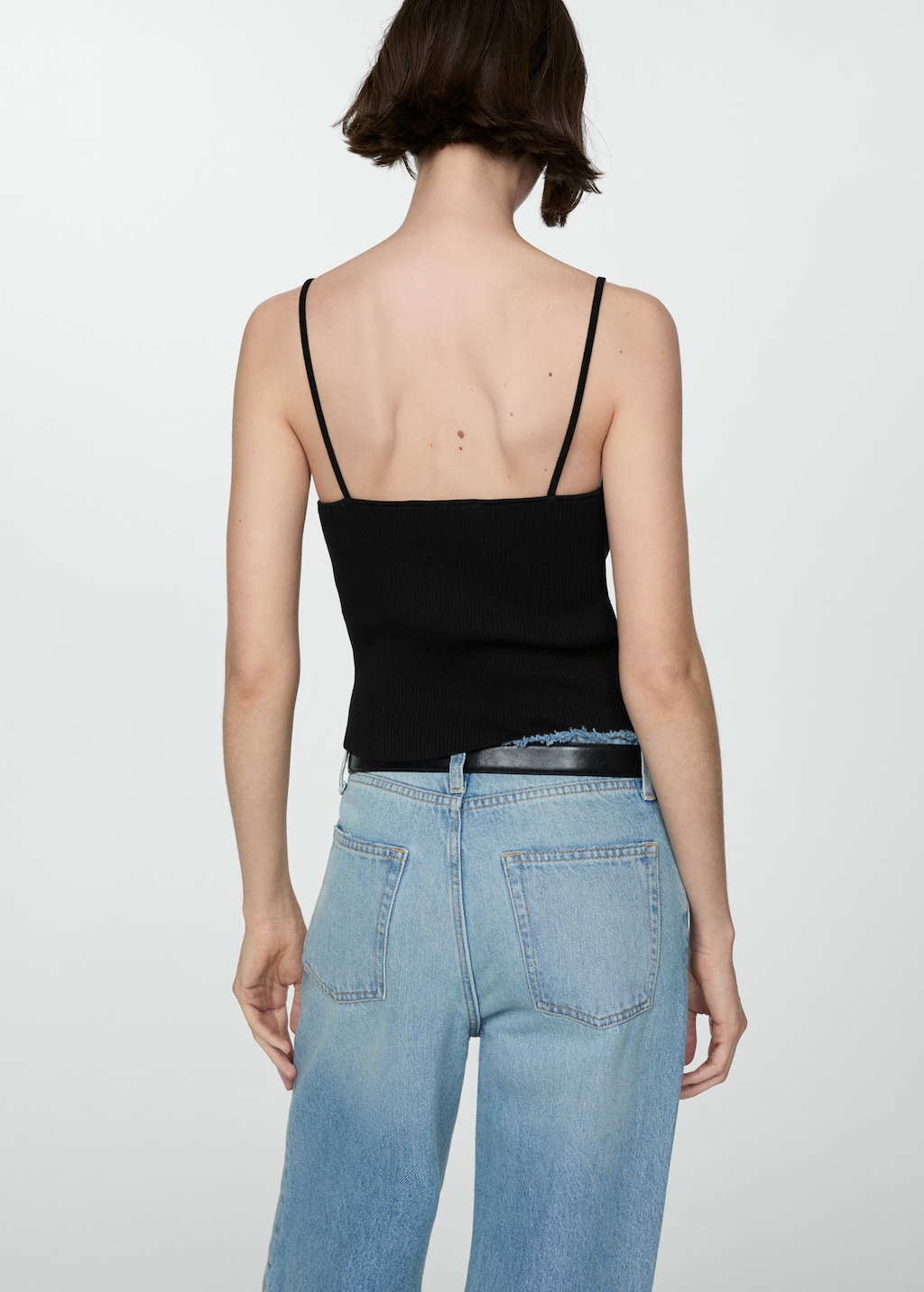 JIMWAG Back ribbon rib tops:black 試着のみ JIMWAG Back ribbon rib tops:black 試着のみ - メルカリ