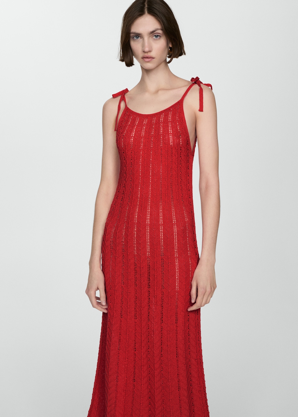 Openwork knitted dress with knots Women MANGO USA