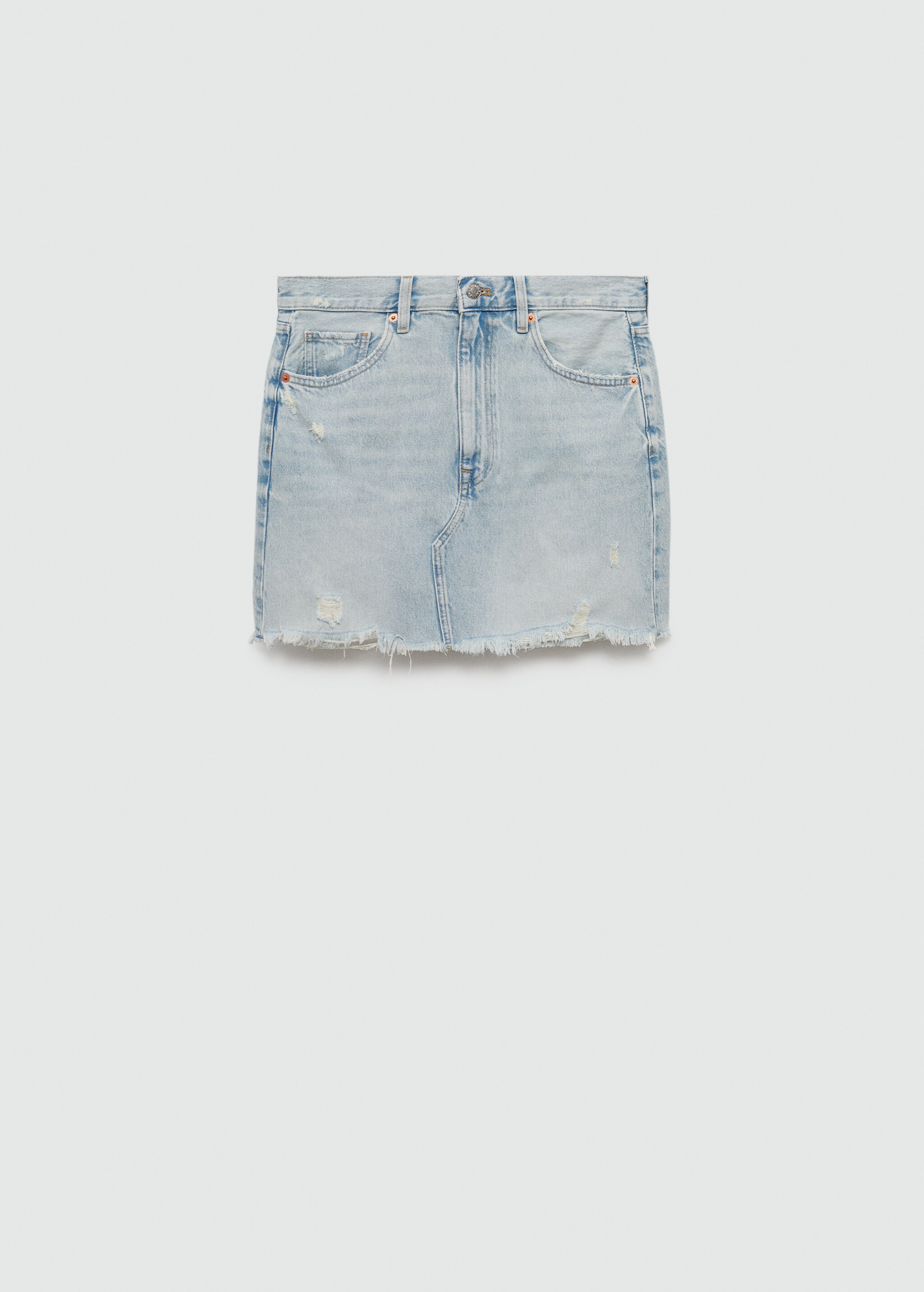 Denim miniskirt with frayed hem - Article without model