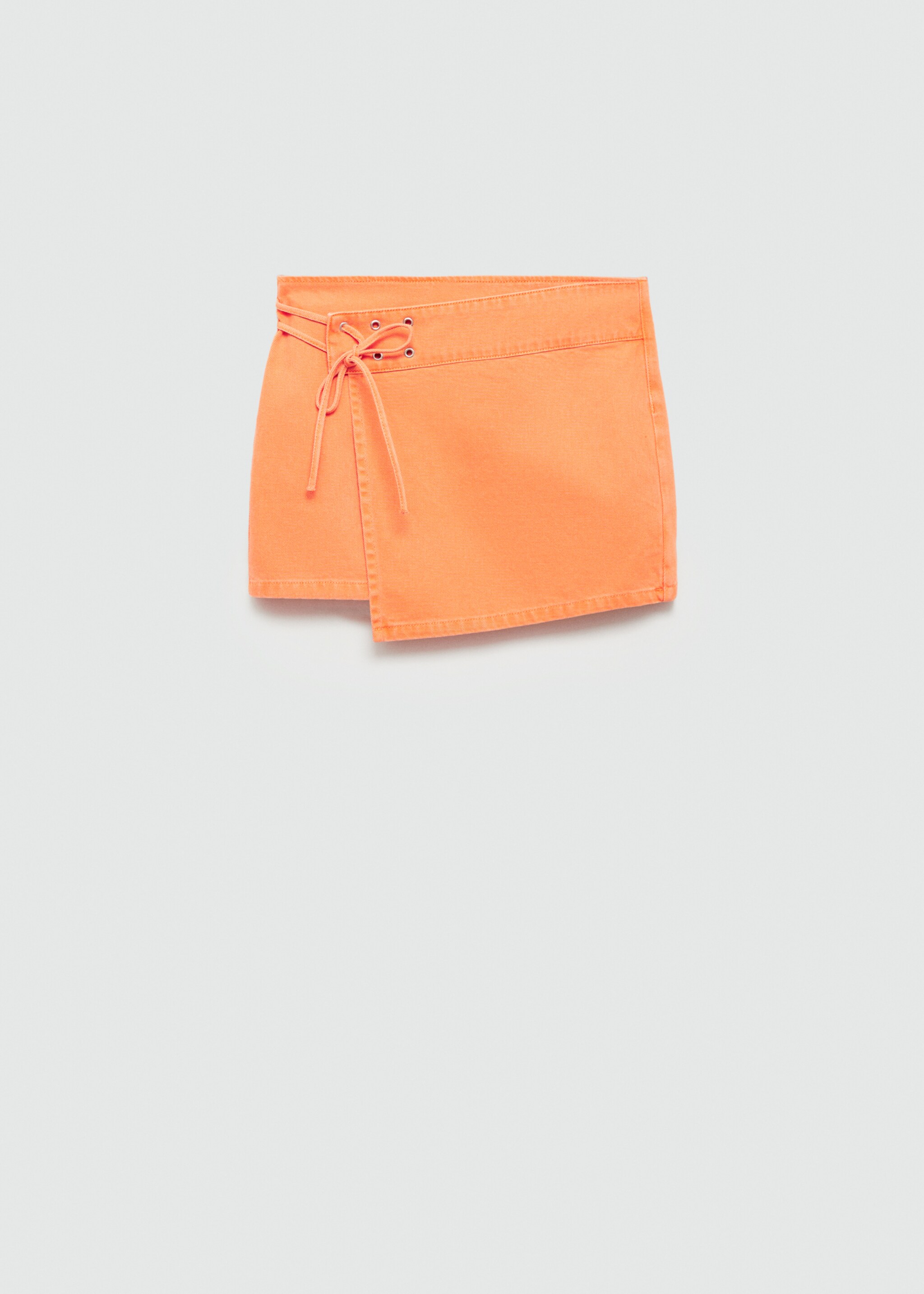 Crossed denim mini-skirt - Article without model, Orange. Ref: 77050377-00.