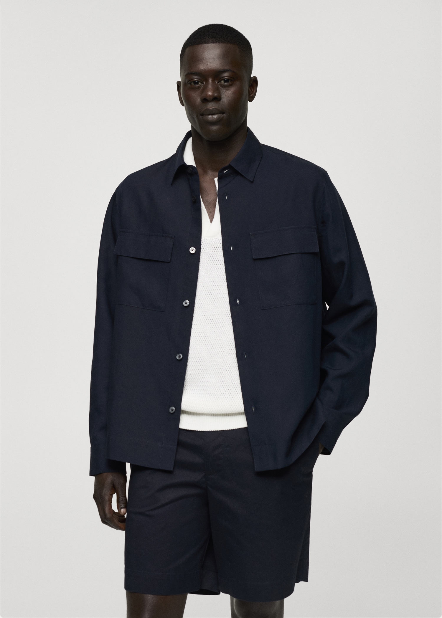 Surchemise Tencel lin poches - Plan moyen