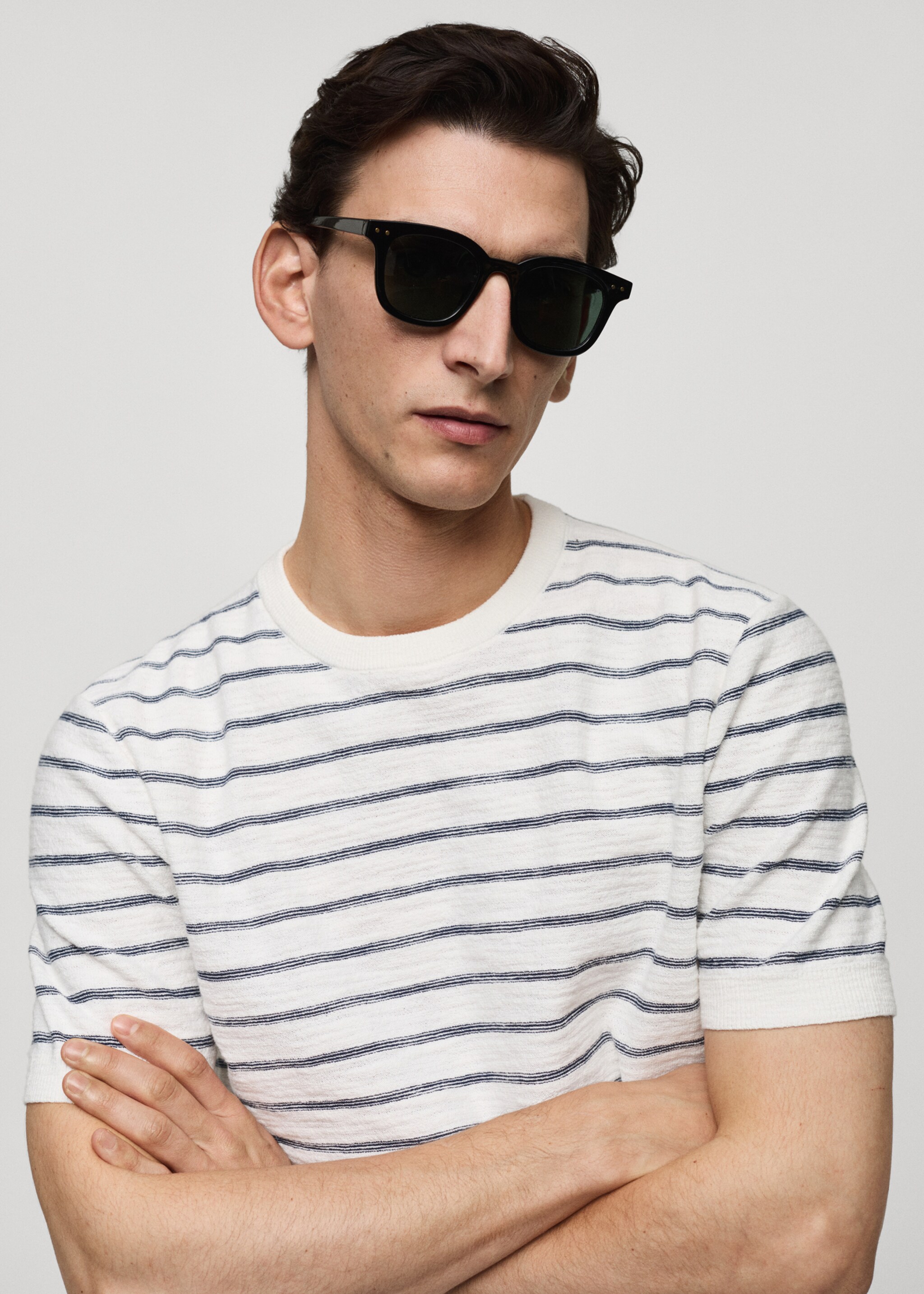 Striped knit cotton t-shirt - Details of the article 1