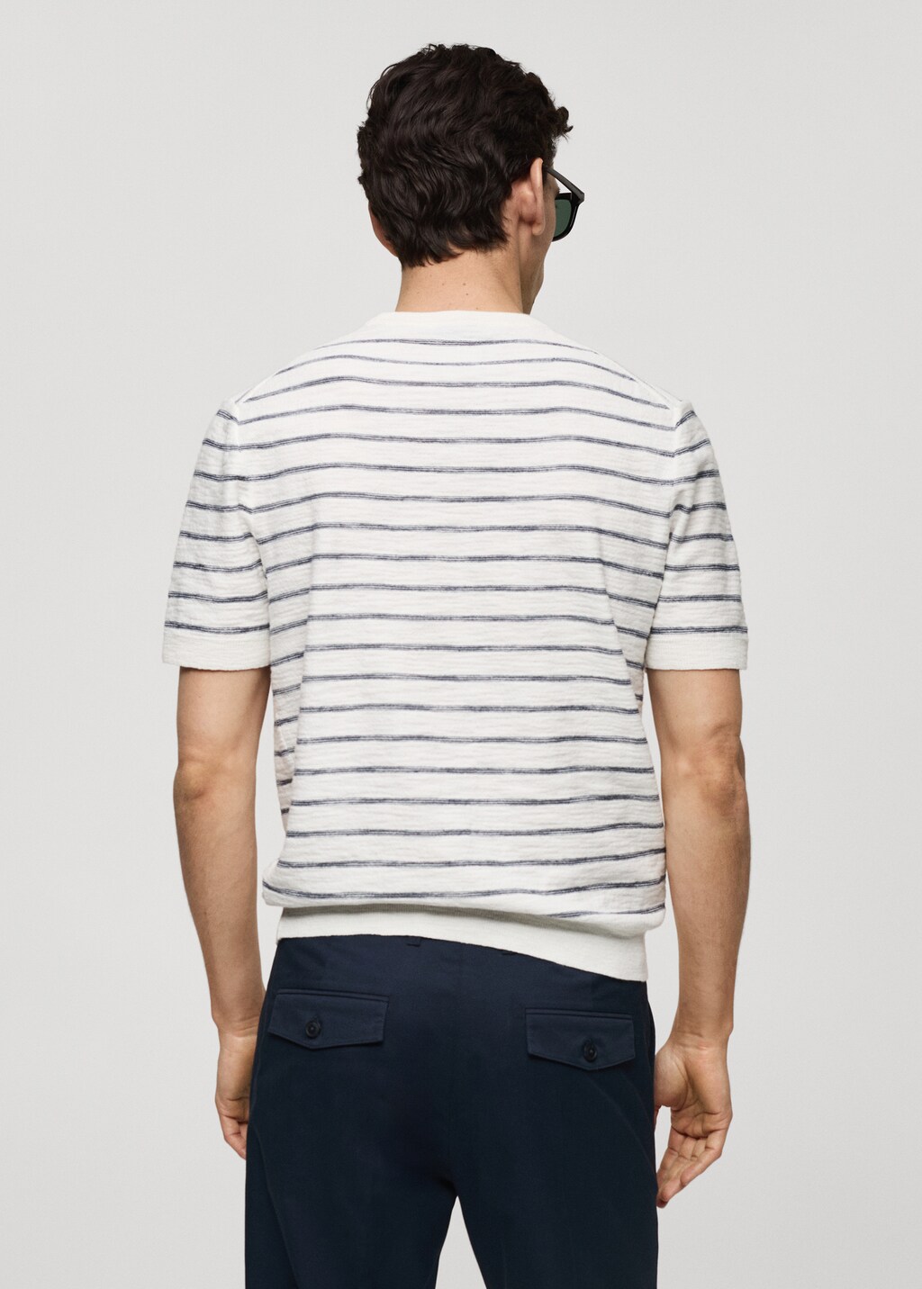 Gebreid gestreept katoenen T shirt Heren MANGO Nederland
